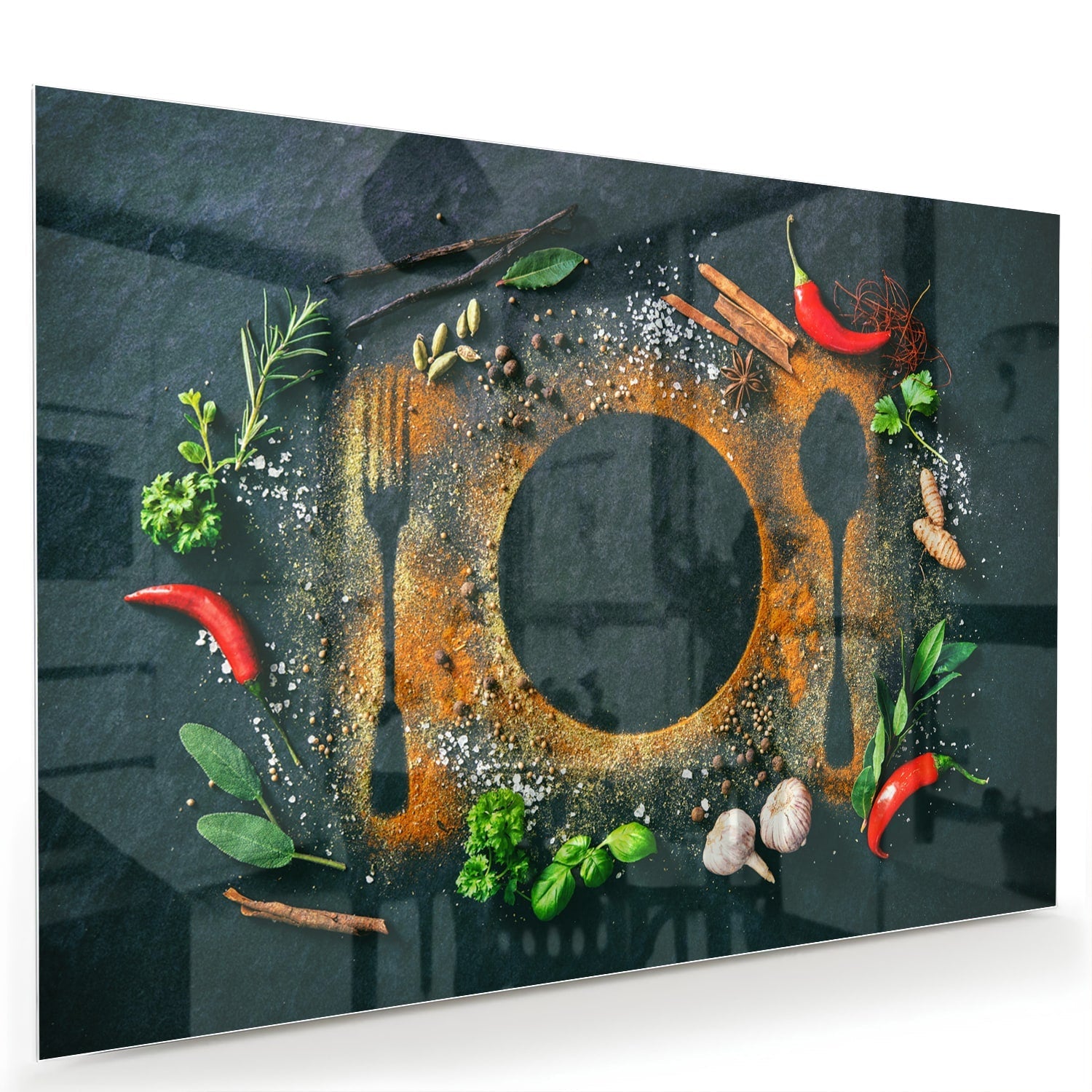 Glasbild mit kulinarischen Elementen – Glasbild aus Sicherheitsglas, Größe 60x40