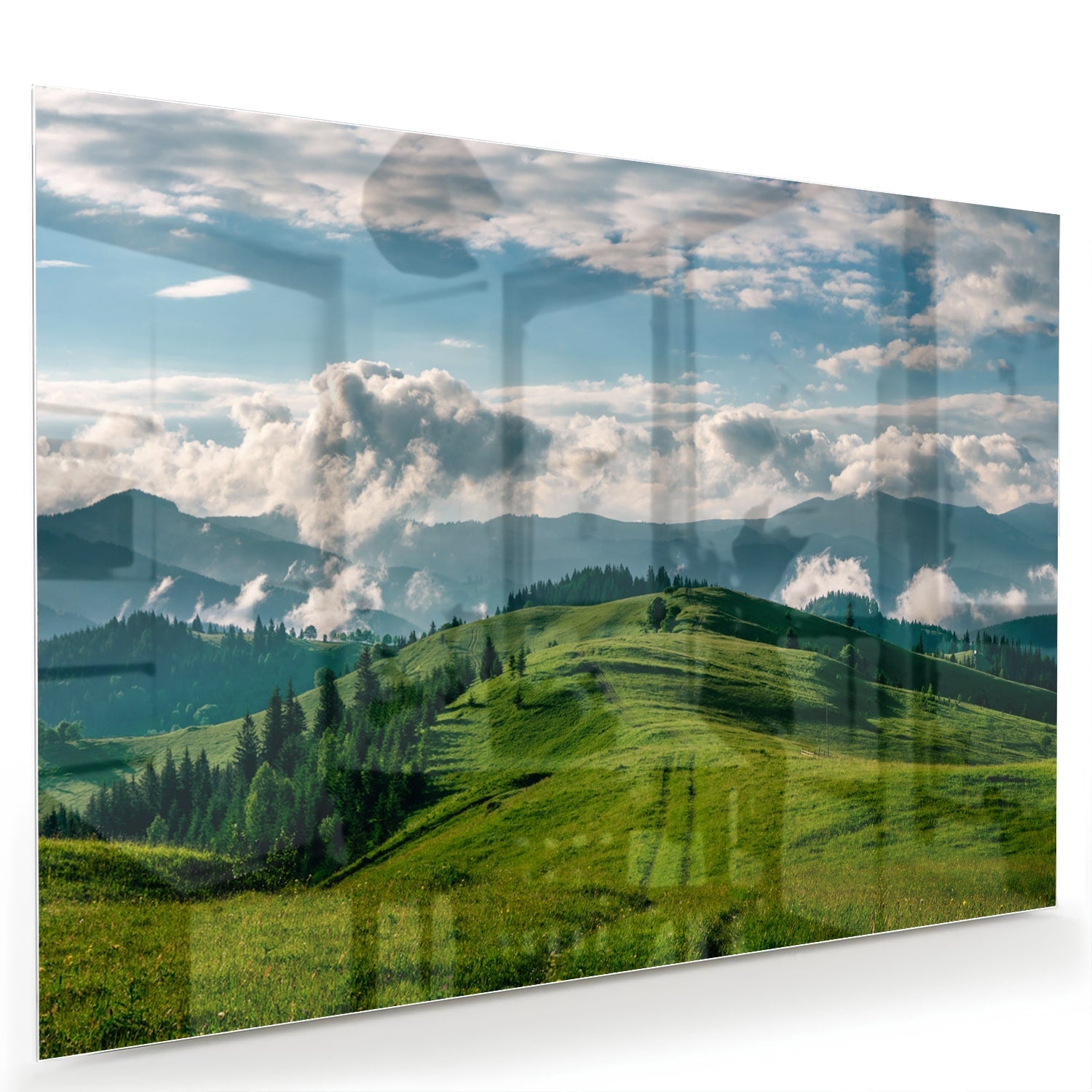 Glasbild mit atemberaubender Berglandschaft – Glasbild aus Sicherheitsglas, Größe 60x40