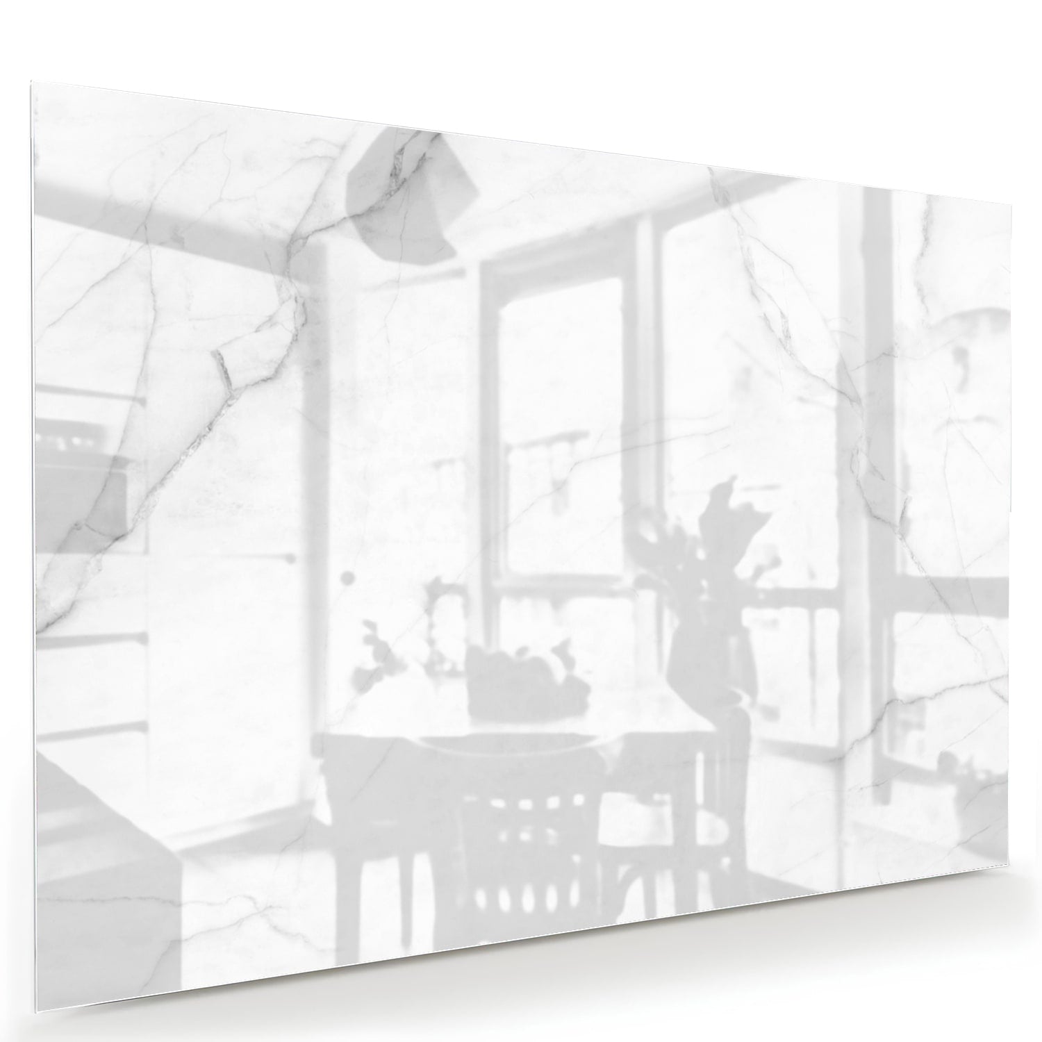 Minimalistisches Glasbild mit dezenten Marmorstrukturen – Glasbild aus Sicherheitsglas, Größe 60x40