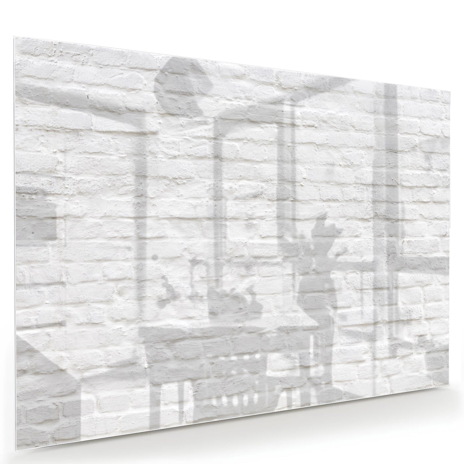 Glasbild mit weißer Ziegelsteintextur – Glasbild aus Sicherheitsglas, Größe 60x40