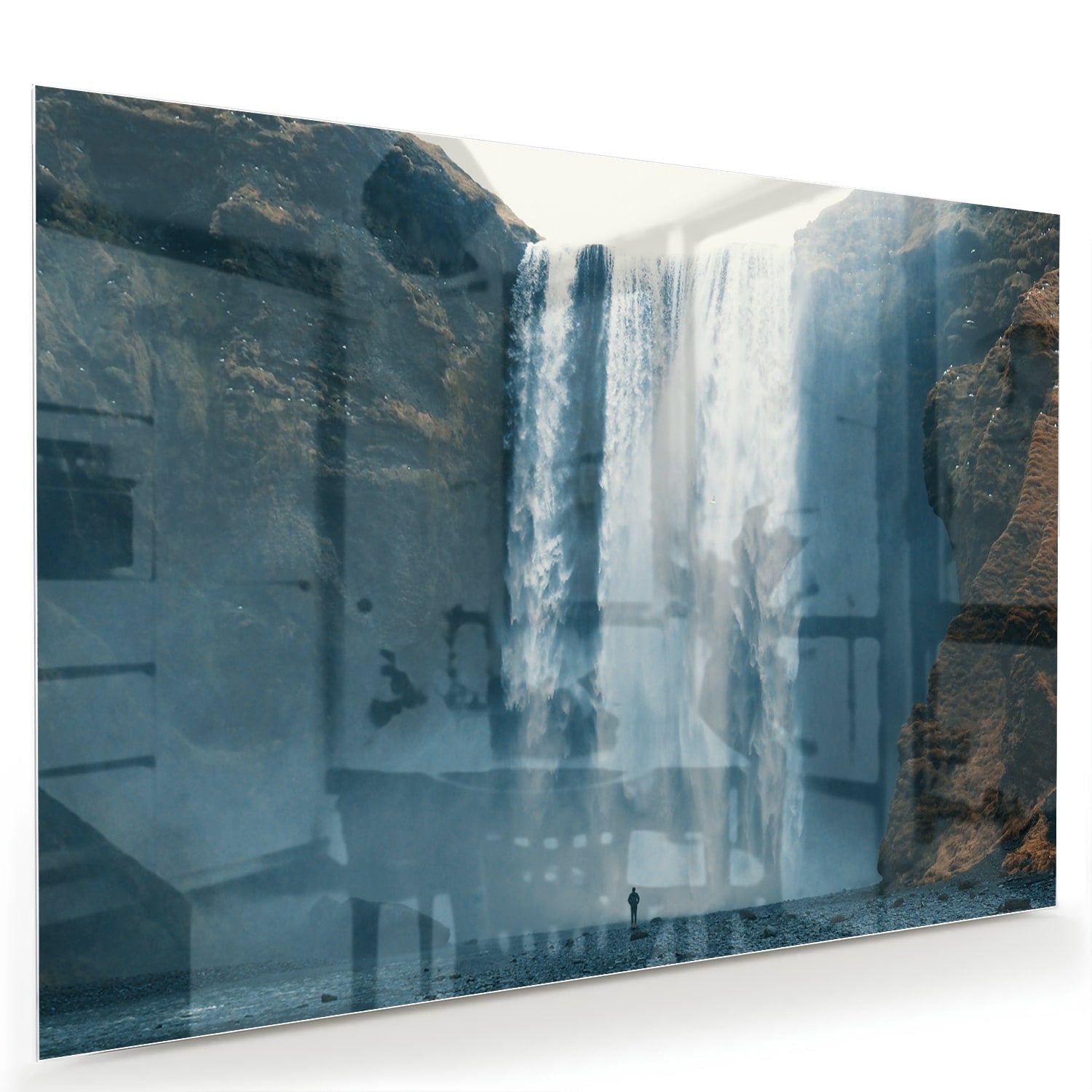 Atemberaubendes Glasbild mit Wasserfall – Glasbild aus Sicherheitsglas, Größe 60x40