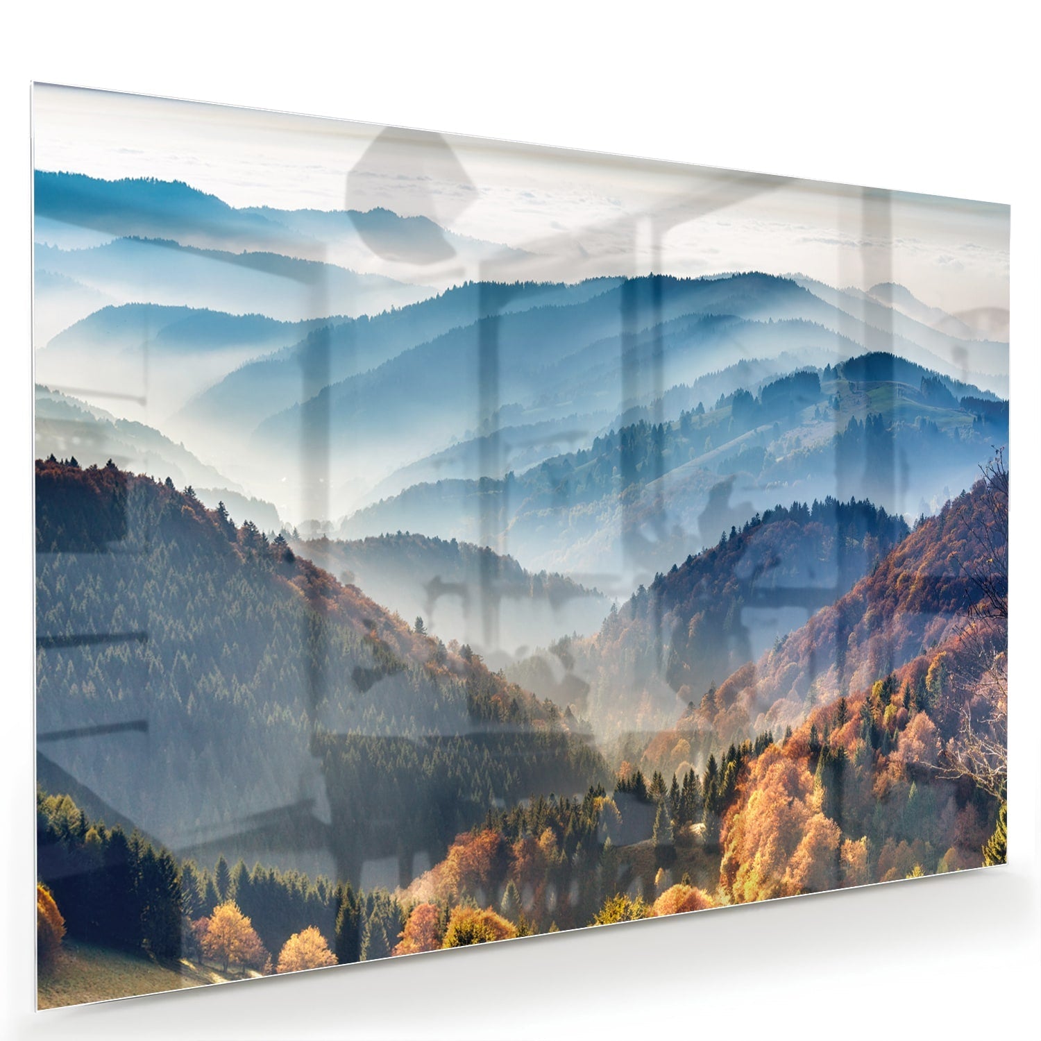 Atemberaubendes Glasbild mit Berglandschaft für Zuhause – Glasbild aus Sicherheitsglas, Größe 60x40