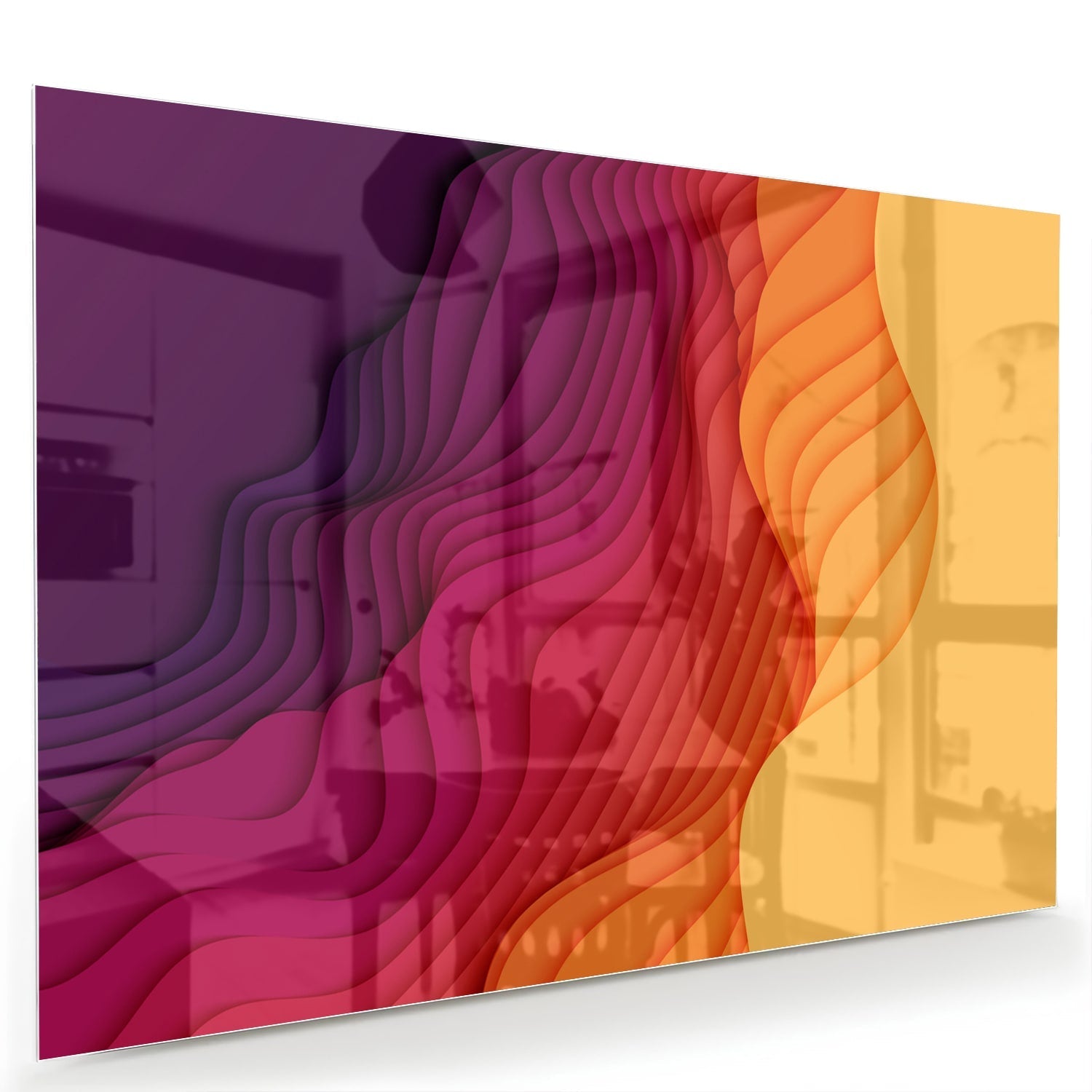 Abstraktes Glasbild mit leuchtenden Farben – Glasbild aus Sicherheitsglas, Größe 60x40