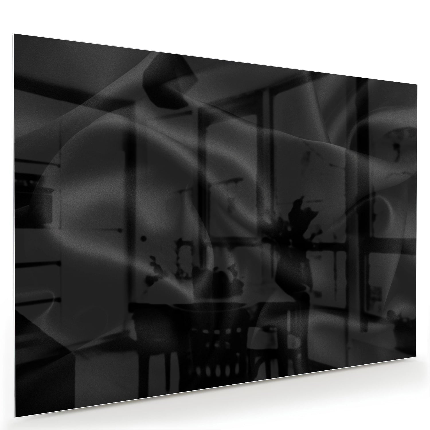 Elegantes schwarzes Glasbild für moderne Innenräume – Glasbild aus Sicherheitsglas, Größe 60x40