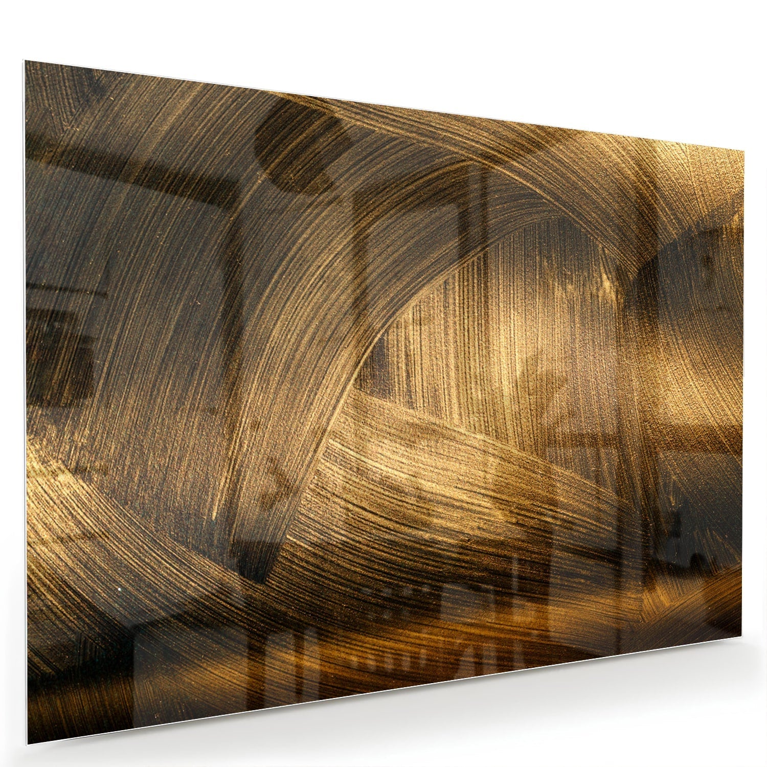 Elegantes Glasbild mit goldenem Muster – Glasbild aus Sicherheitsglas, Größe 60x40