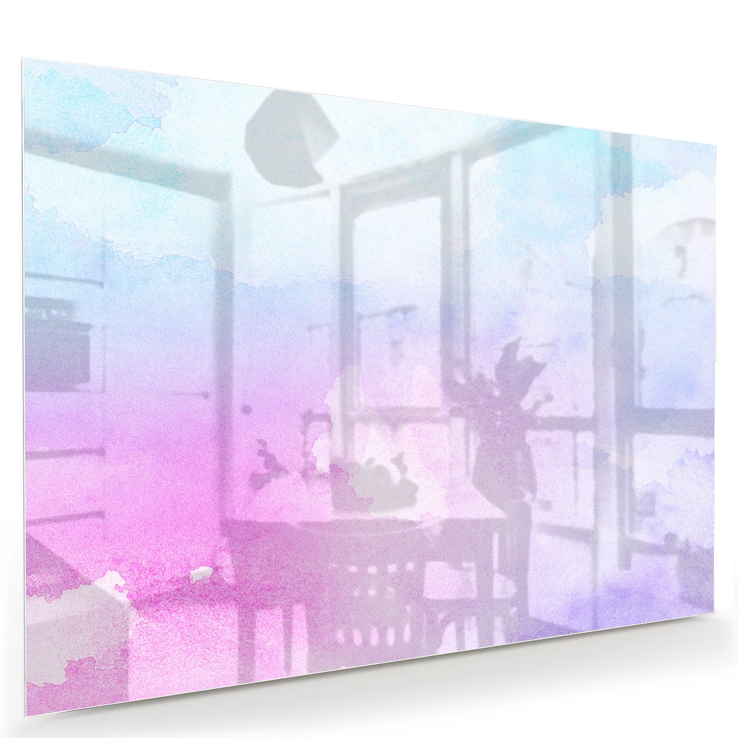 Raffiniertes Glasbild mit violetten Farbtönen – Glasbild aus Sicherheitsglas, Größe 60x40