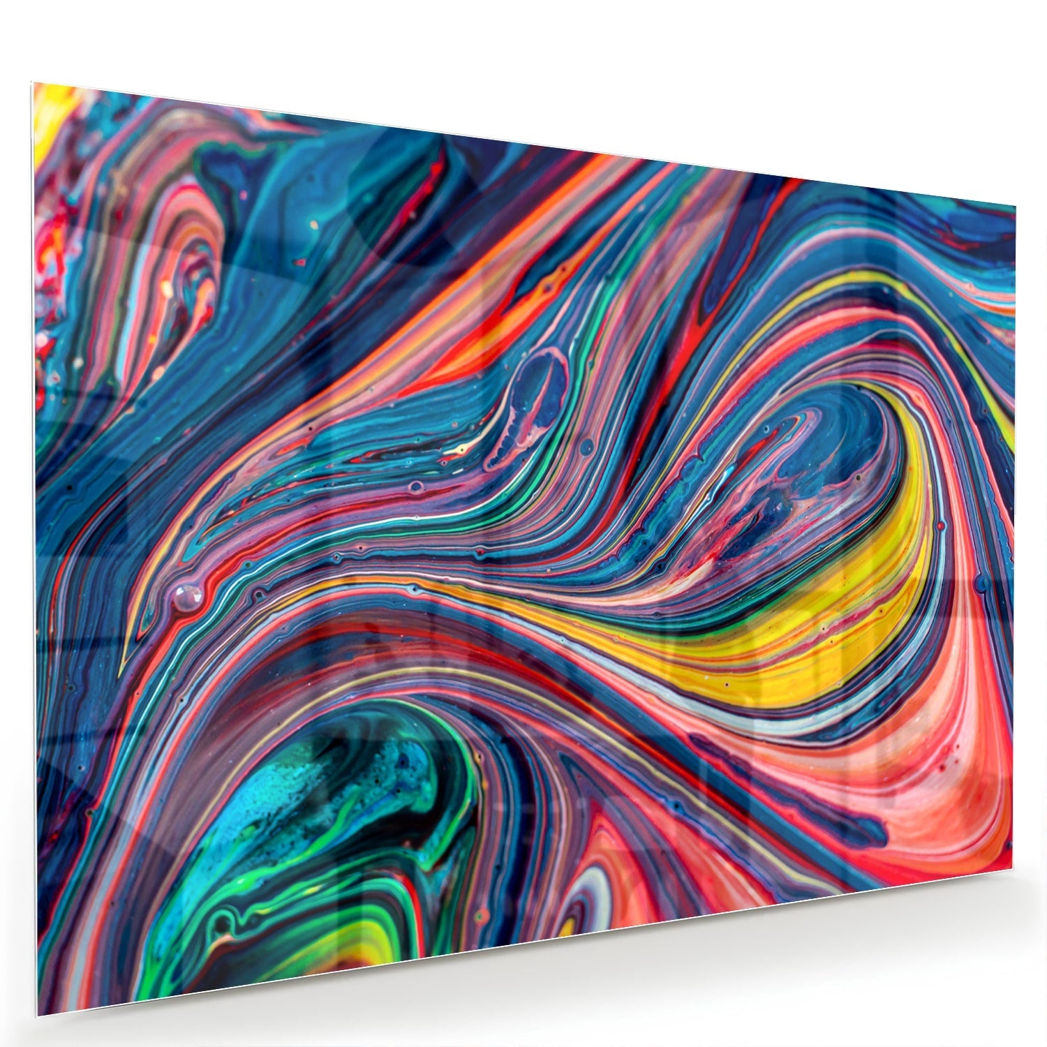 Farbenfrohes abstraktes Glasbild für ein modernes Interieur – Glasbild aus Sicherheitsglas, Größe 60x40