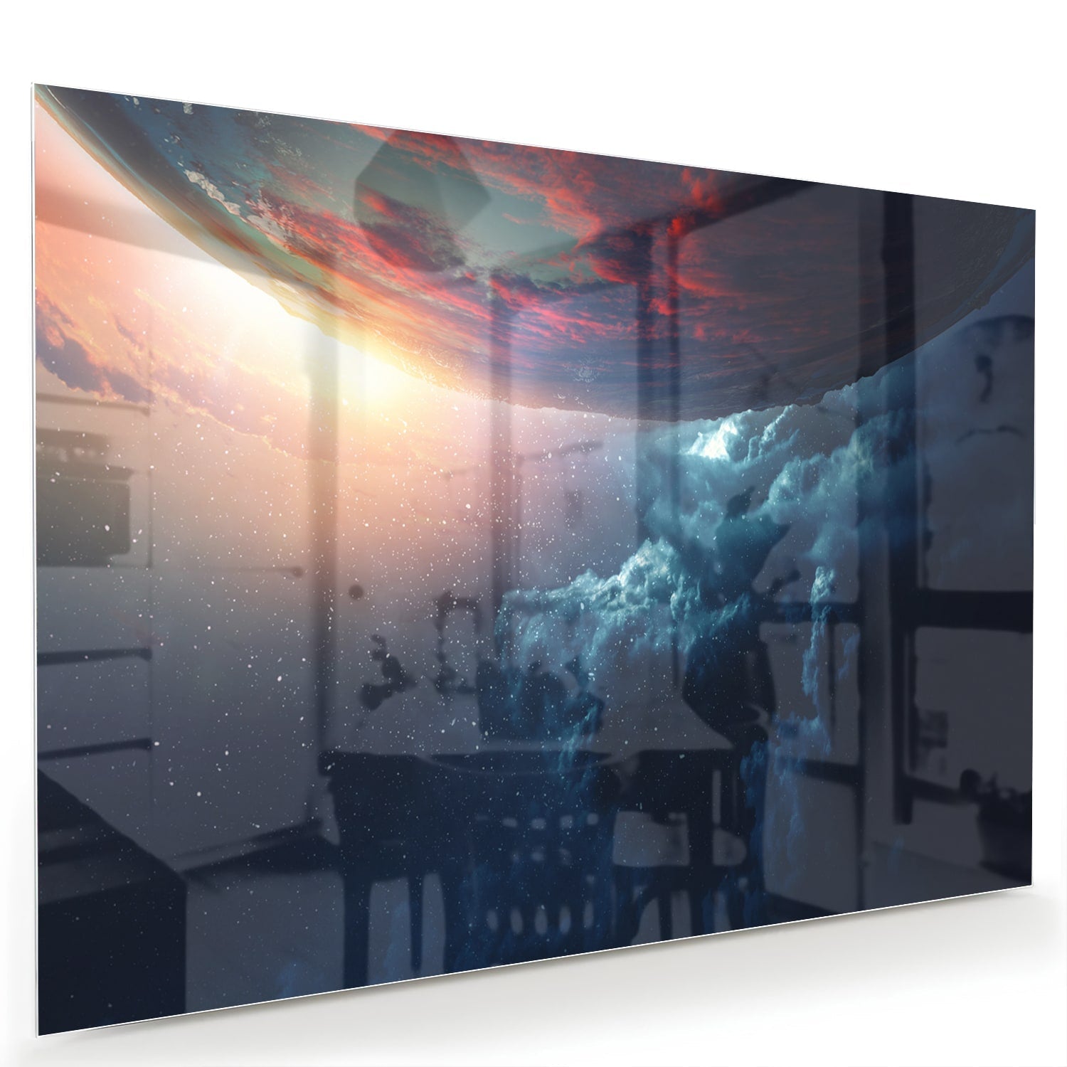Glasbild mit kosmischem Ausblick – Glasbild aus Sicherheitsglas, Größe 60x40