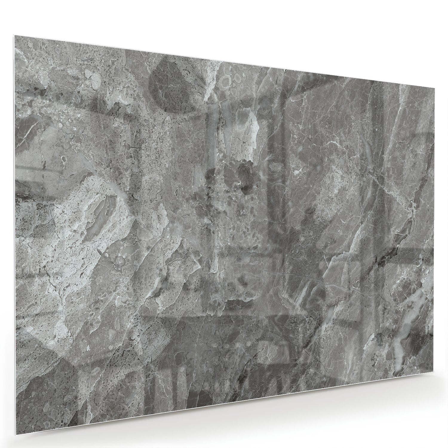 Stilvolles Glasbild mit grauer Marmorstruktur – Glasbild aus Sicherheitsglas, Größe 60x40