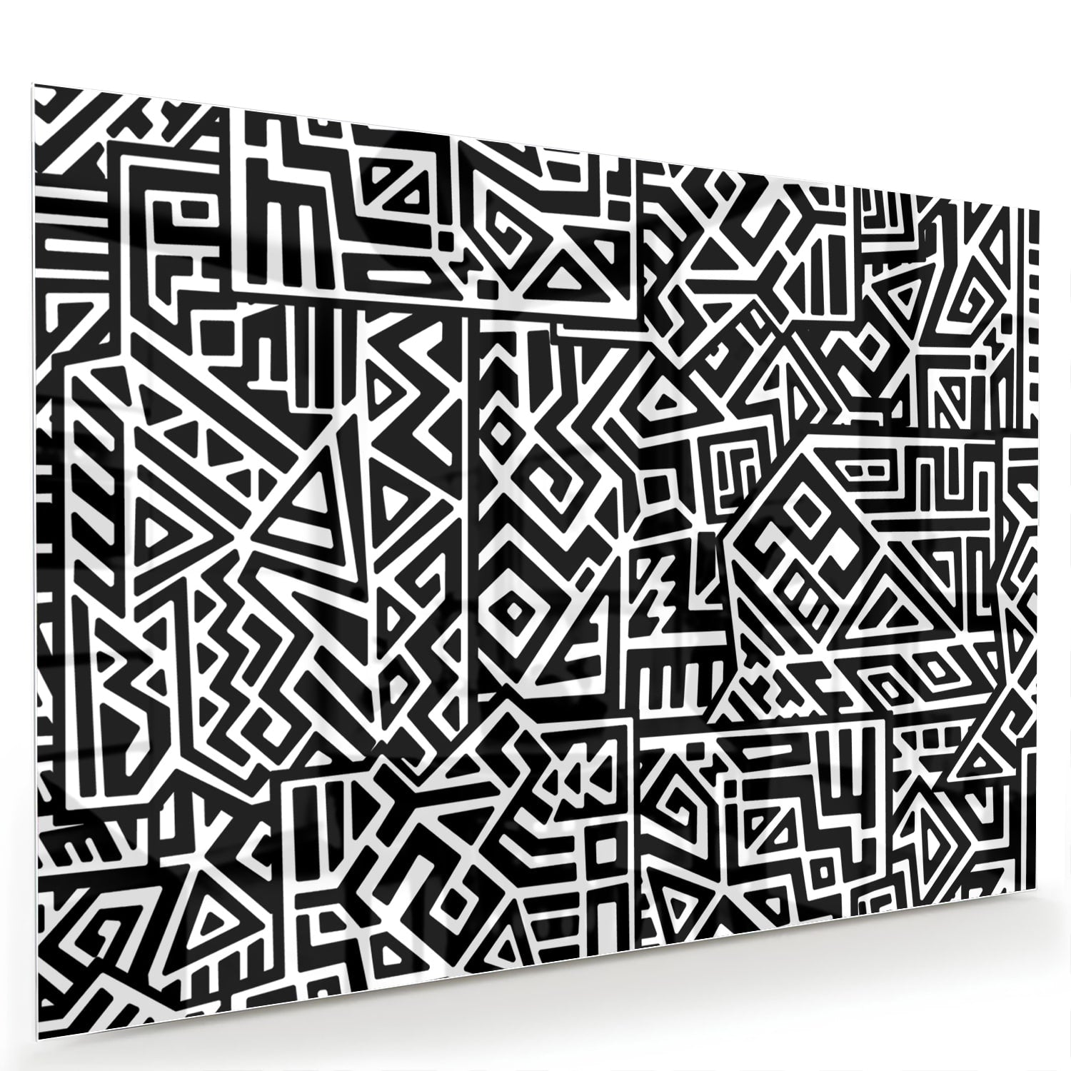 Schwarz-Weiß-Glasbild mit modernem Muster – Glasbild aus Sicherheitsglas, Größe 60x40