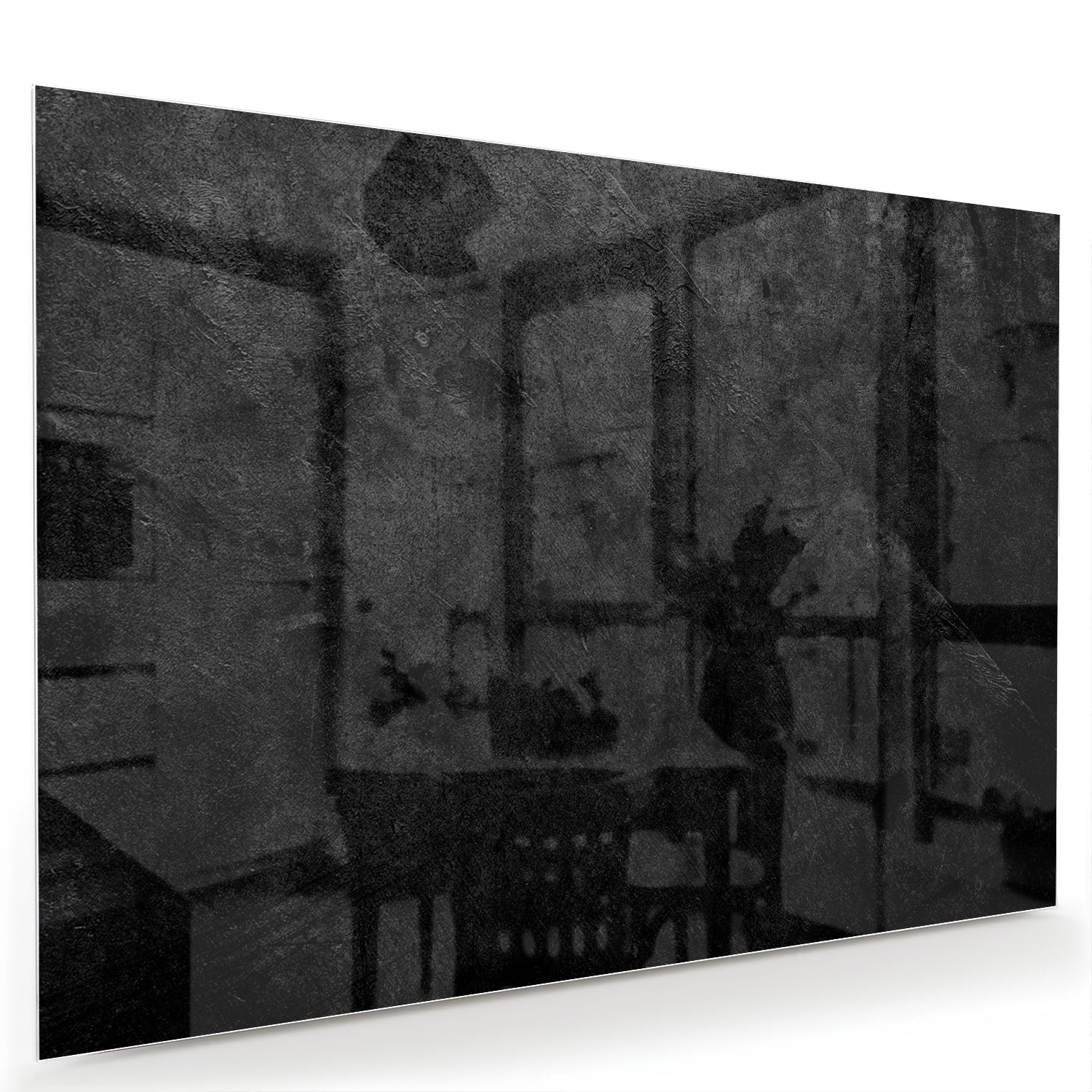 Abstraktes Glasbild in Schwarz und Grau – Glasbild aus Sicherheitsglas, Größe 60x40