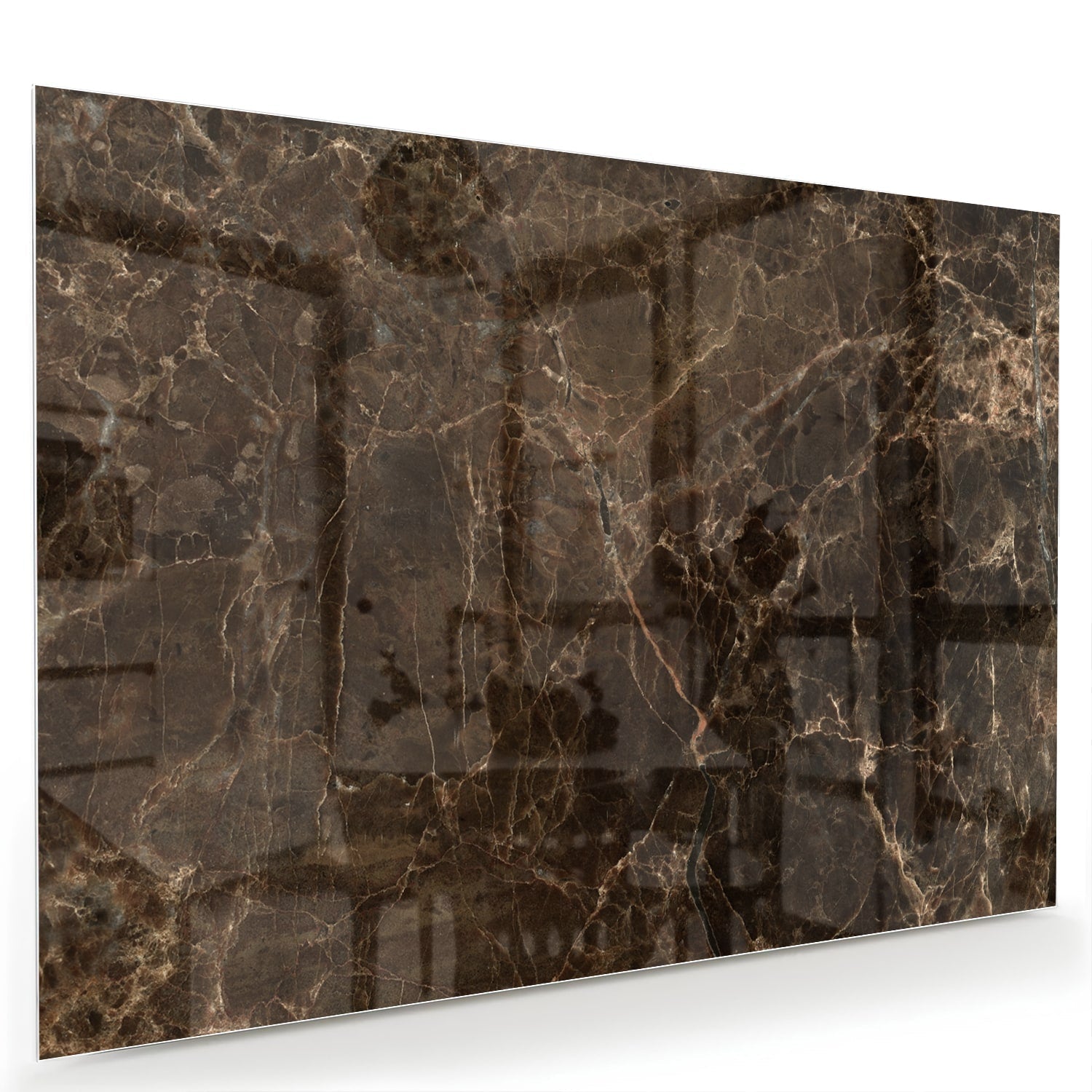 Glasbild mit Marmormotiv in braun – Glasbild aus Sicherheitsglas, Größe 60x40