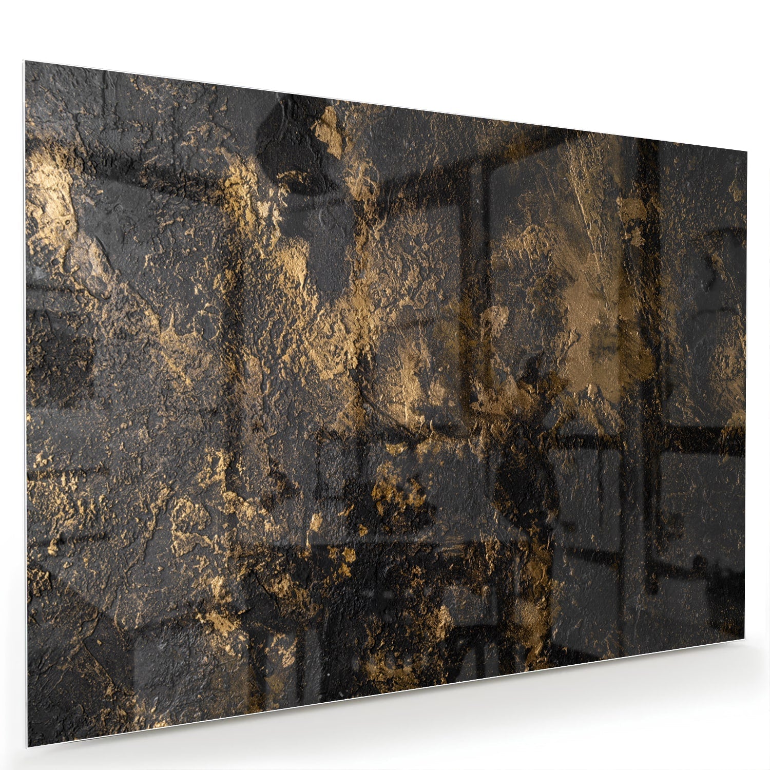 Modernes Glasbild mit goldenen Akzenten – Glasbild aus Sicherheitsglas, Größe 60x40