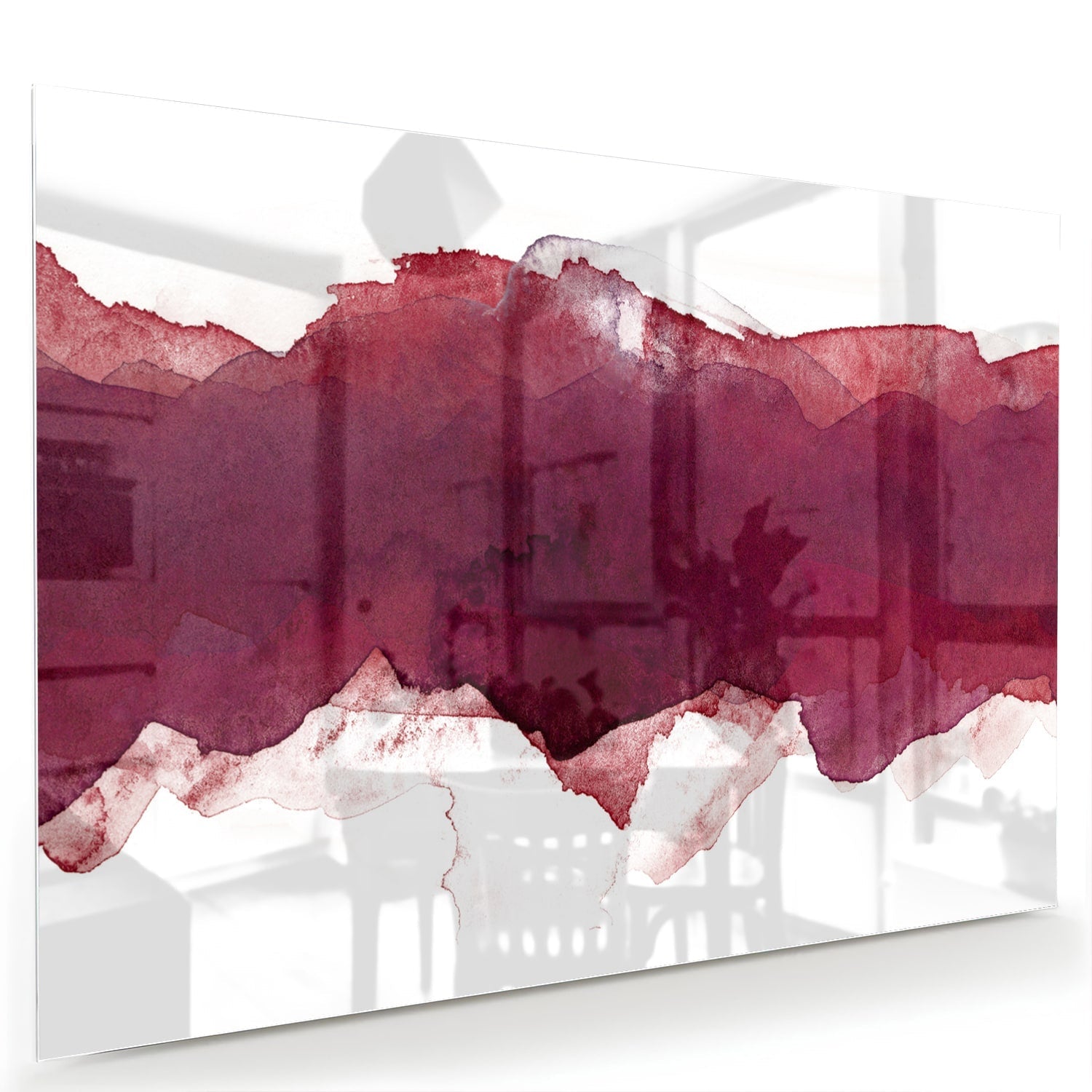 Abstraktes Glasbild in Tiefrot – Glasbild aus Sicherheitsglas, Größe 60x40
