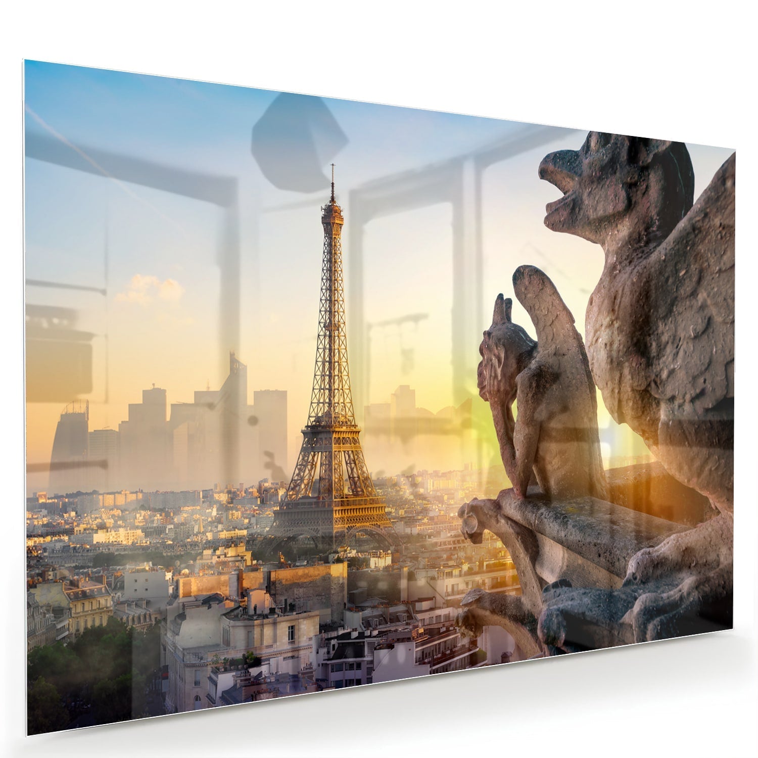 Glasbild mit dem Eiffelturm bei Sonnenuntergang – Glasbild aus Sicherheitsglas, Größe 60x40