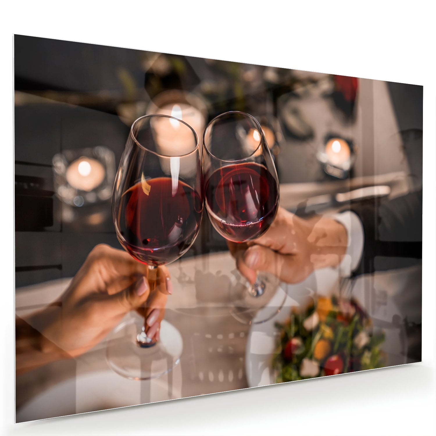 Glasbild – Prost mit einem Glas Rotwein – Glasbild aus Sicherheitsglas, Größe 60x40