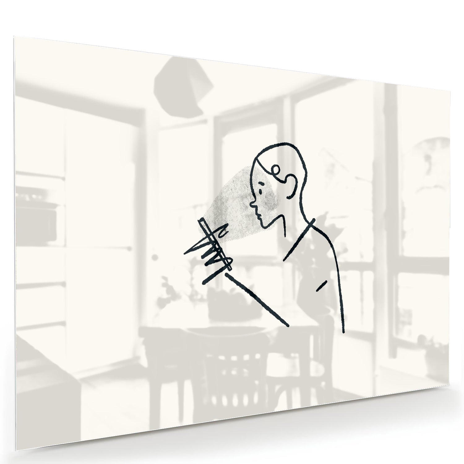Minimalistisches Glasbild mit Linienzeichnungen – Glasbild aus Sicherheitsglas, Größe 60x40
