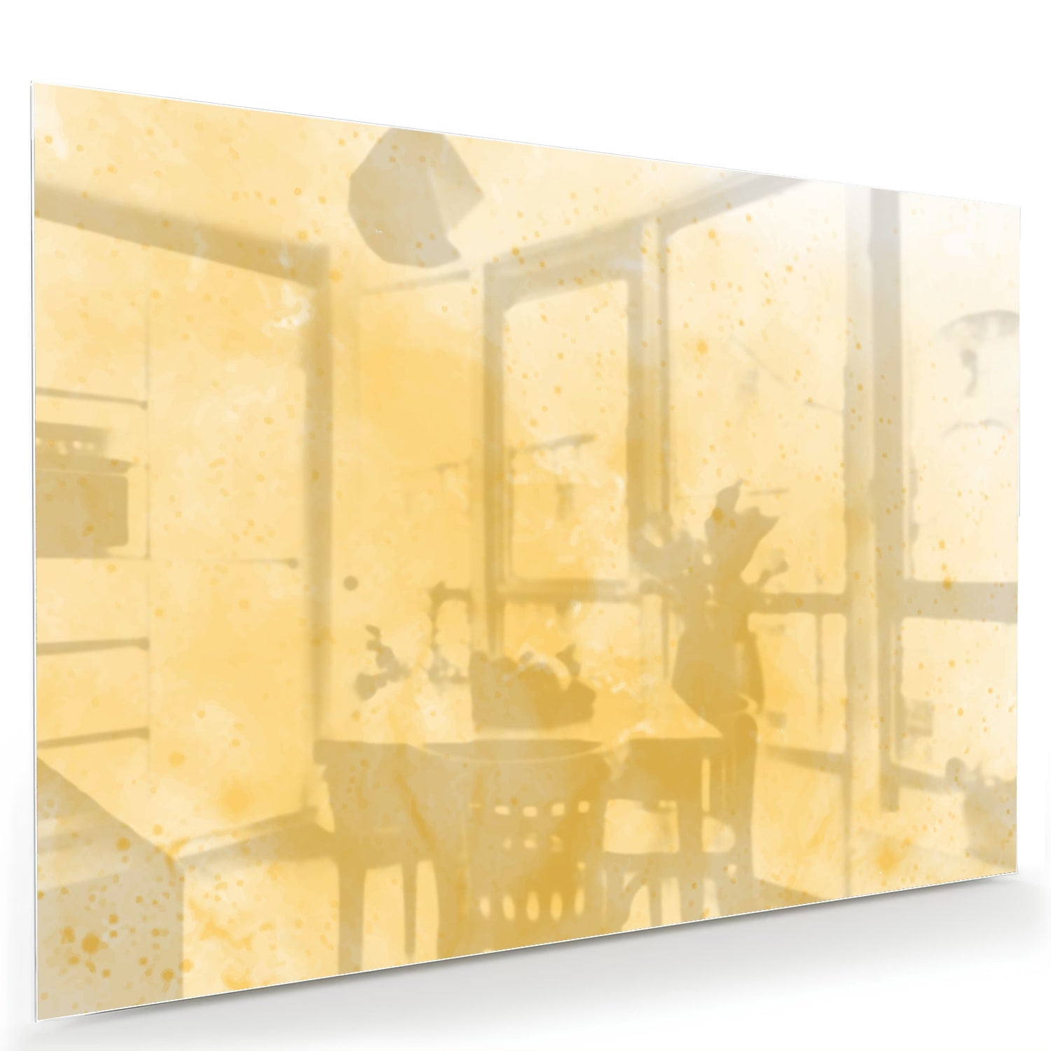 Goldenes abstraktes Glasbild für moderne Innenräume – Glasbild aus Sicherheitsglas, Größe 60x40