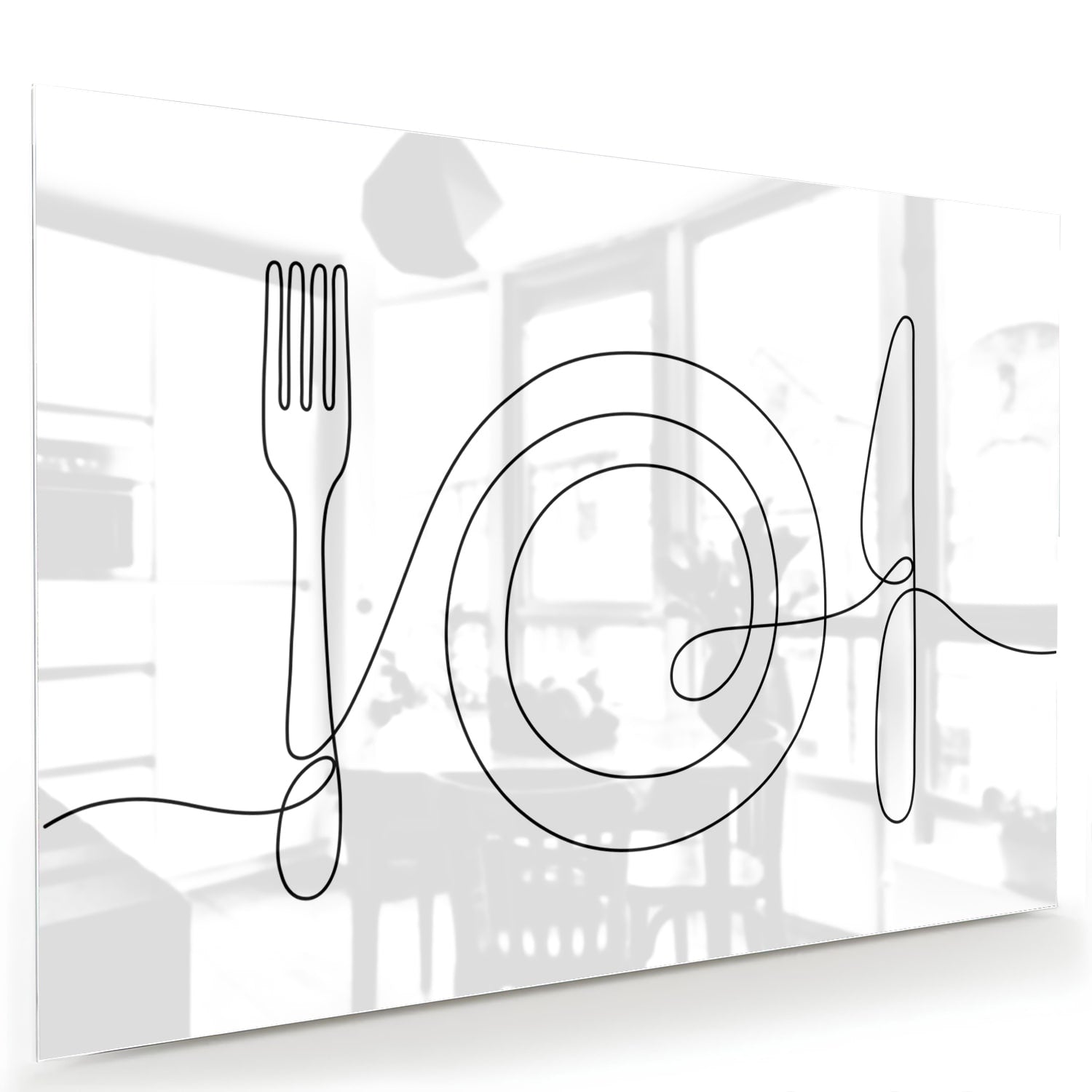 Minimalistisches Glasbild mit Besteckmotiv – Glasbild aus Sicherheitsglas, Größe 60x40