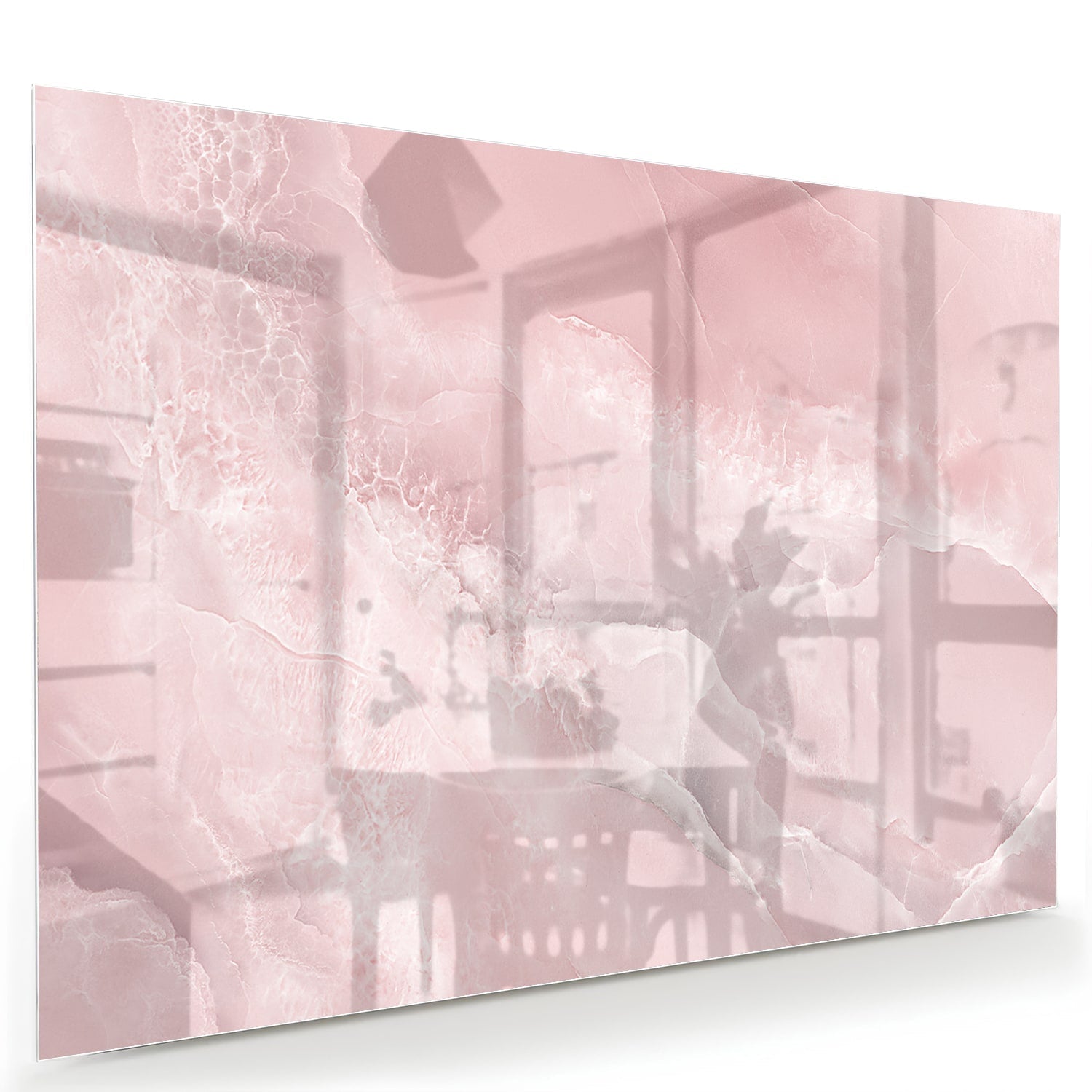 Elegantes Glasbild in sanften Rosatönen – Glasbild aus Sicherheitsglas, Größe 60x40