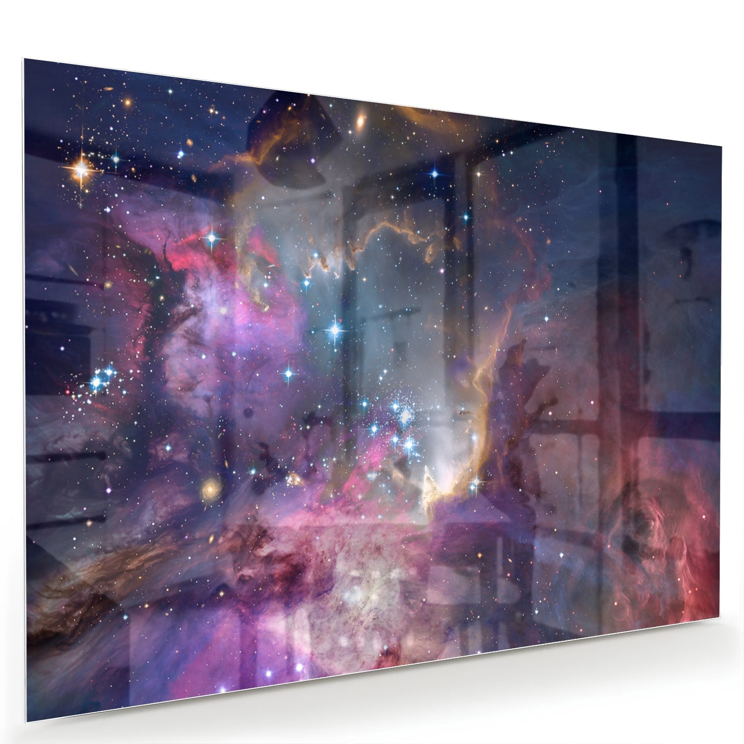 Zauberhaftes Glasbild mit dem Universum – Glasbild aus Sicherheitsglas, Größe 60x40