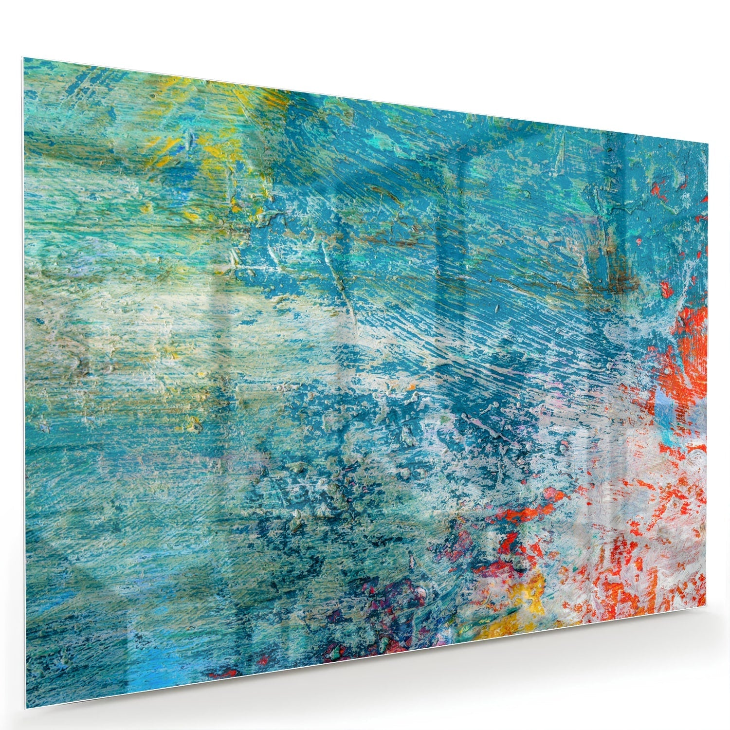 Farbenfrohes Glasbild mit abstraktem Muster – Glasbild aus Sicherheitsglas, Größe 60x40