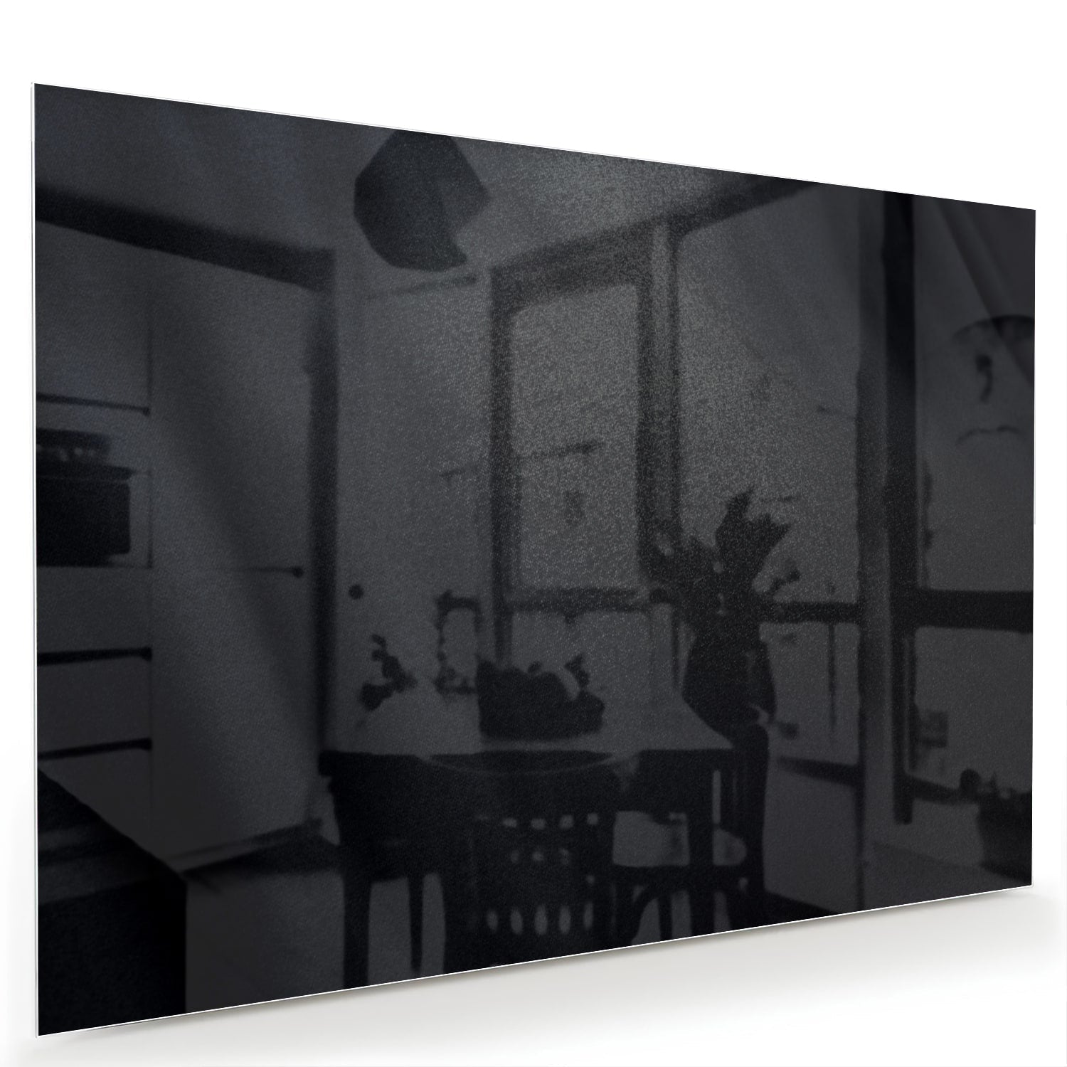 Modernes Glasbild in abstrakten schwarzen Tönen – Glasbild aus Sicherheitsglas, Größe 60x40