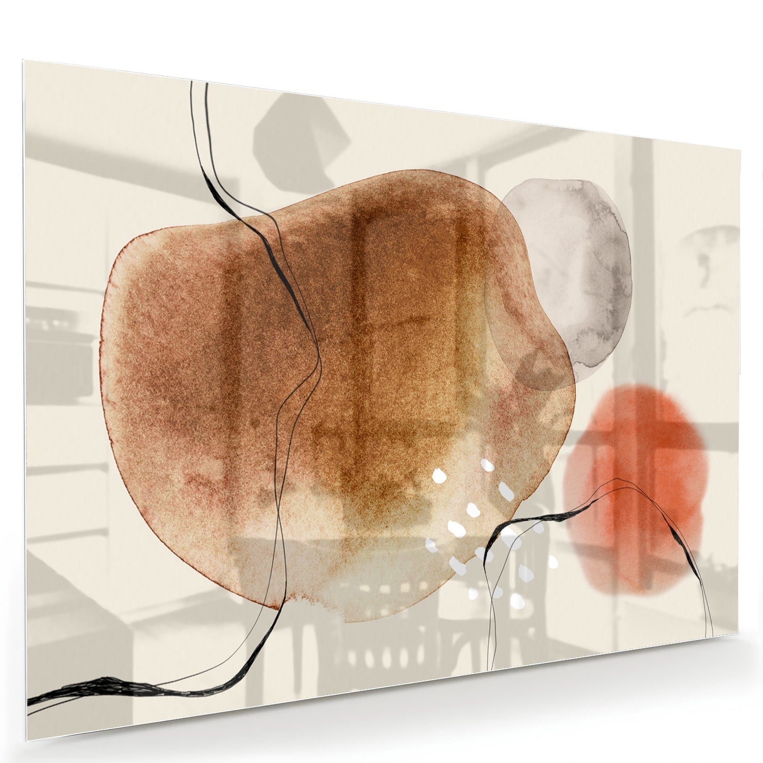 Abstraktes Glasbild in Erdtönen – Glasbild aus Sicherheitsglas, Größe 60x40