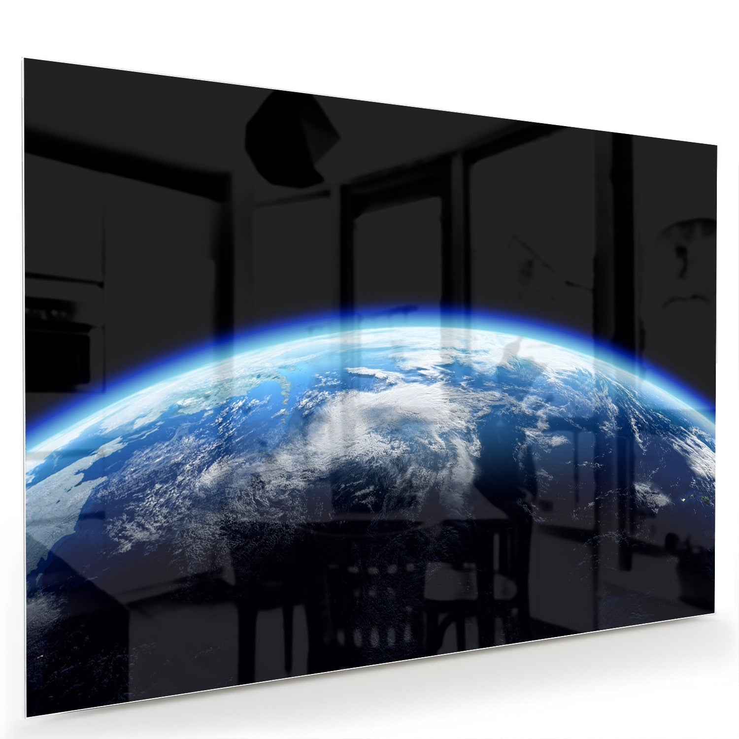 Wunderschönes Glasbild mit der Erde – Glasbild aus Sicherheitsglas, Größe 60x40