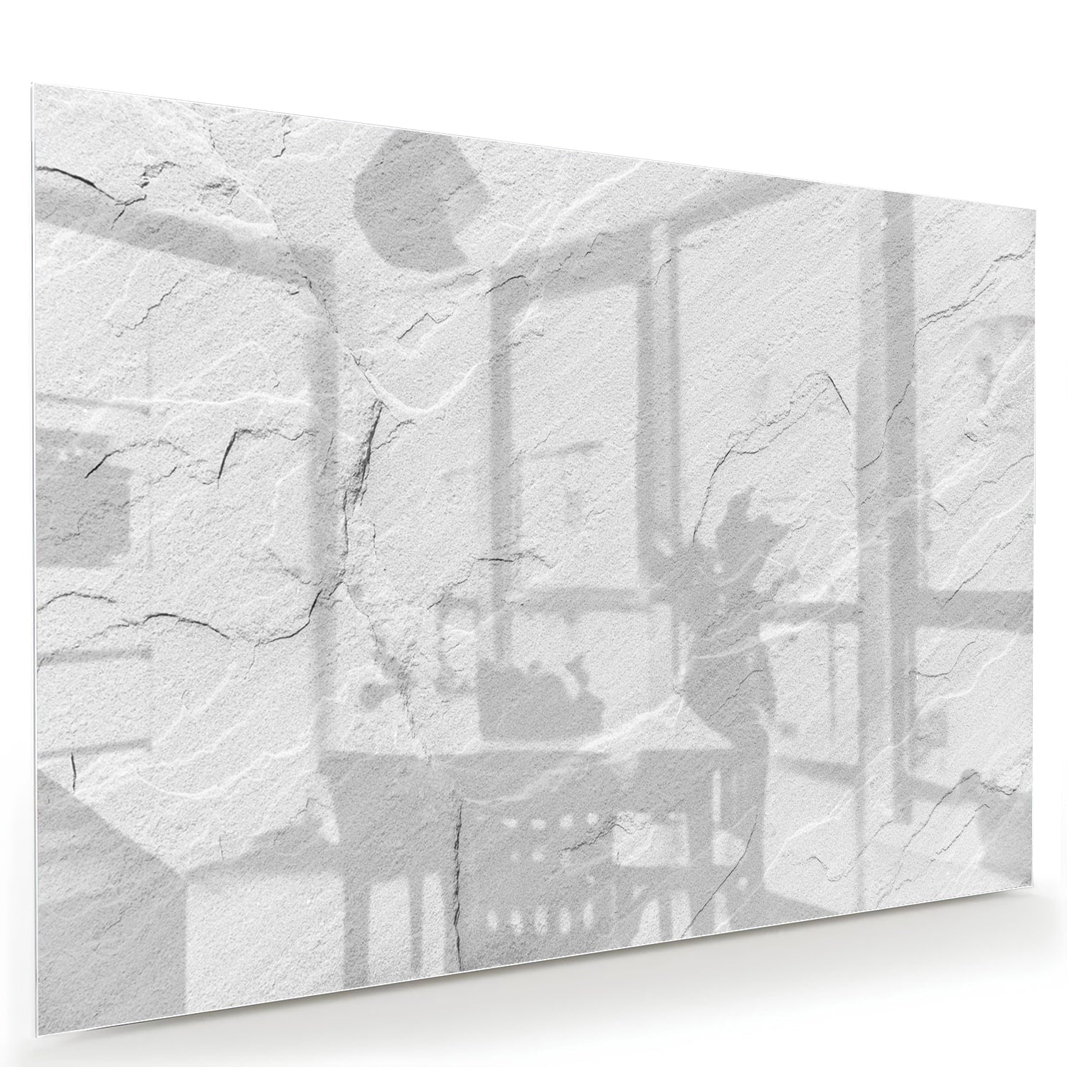 Minimalistisches Glasbild in Grautönen – Glasbild aus Sicherheitsglas, Größe 60x40
