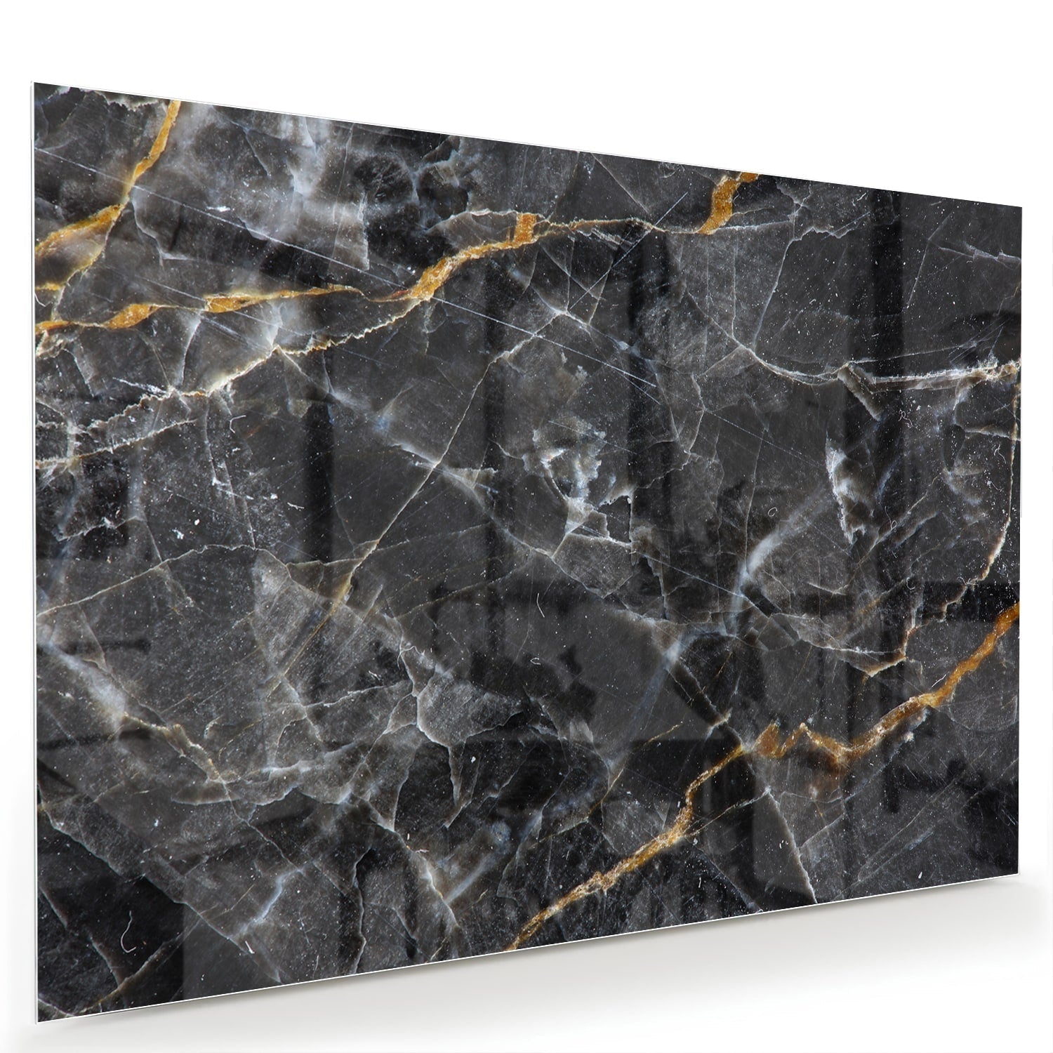 Elegantes Glasbild mit Marmormuster – Glasbild aus Sicherheitsglas, Größe 60x40