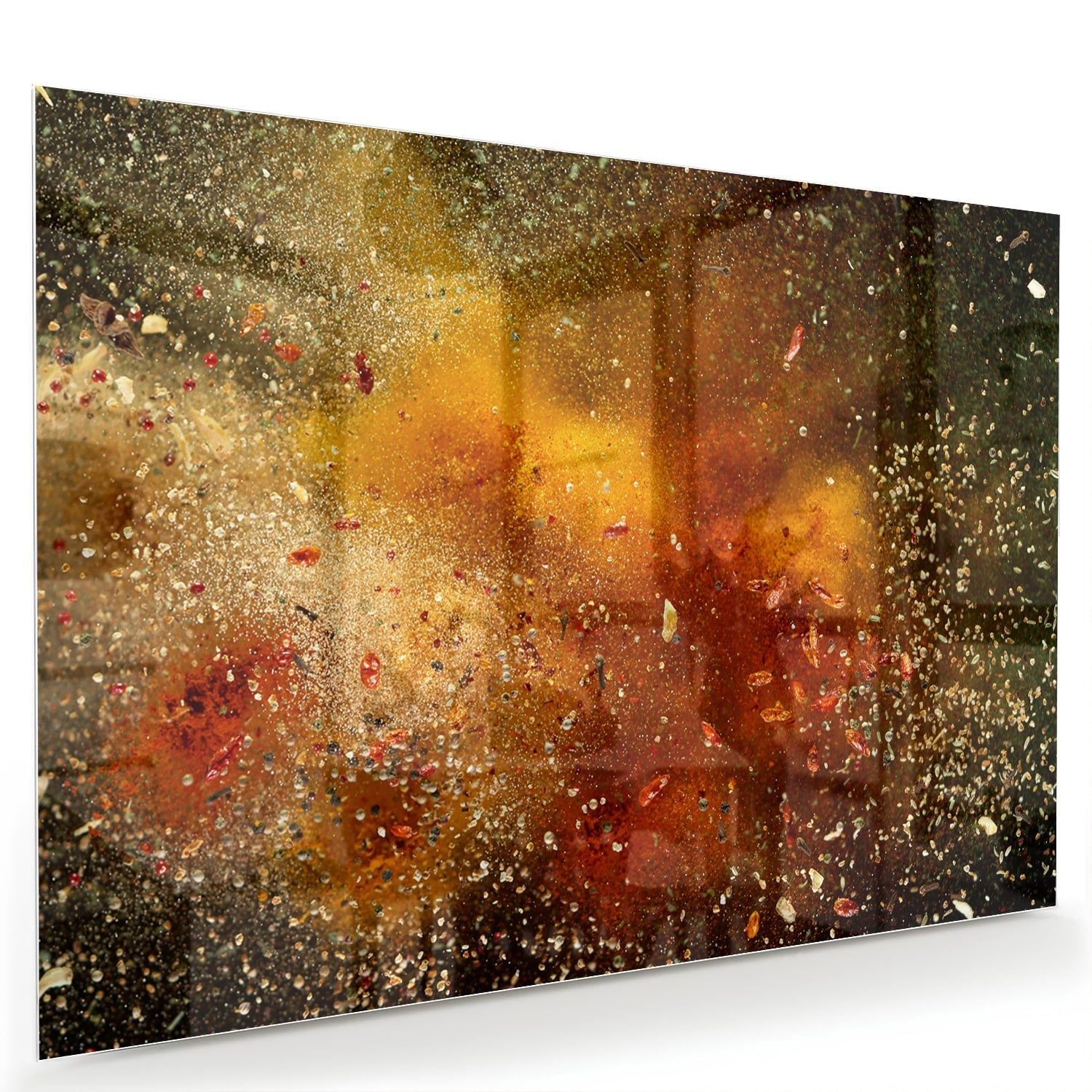 Abstraktes Glasbild mit warmen Farben – Glasbild aus Sicherheitsglas, Größe 60x40