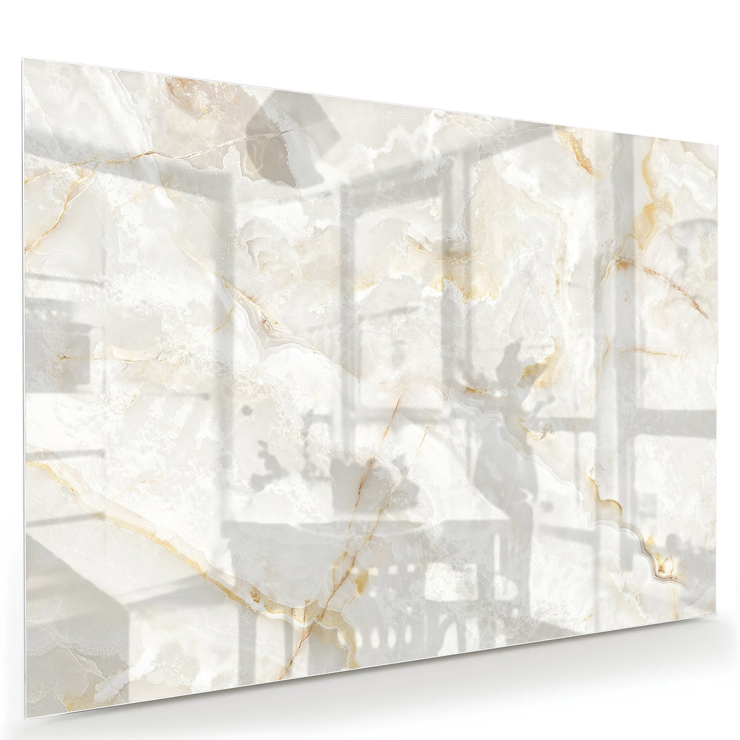 Elegantes Glasbild mit Gold und Grau – Glasbild aus Sicherheitsglas, Größe 60x40