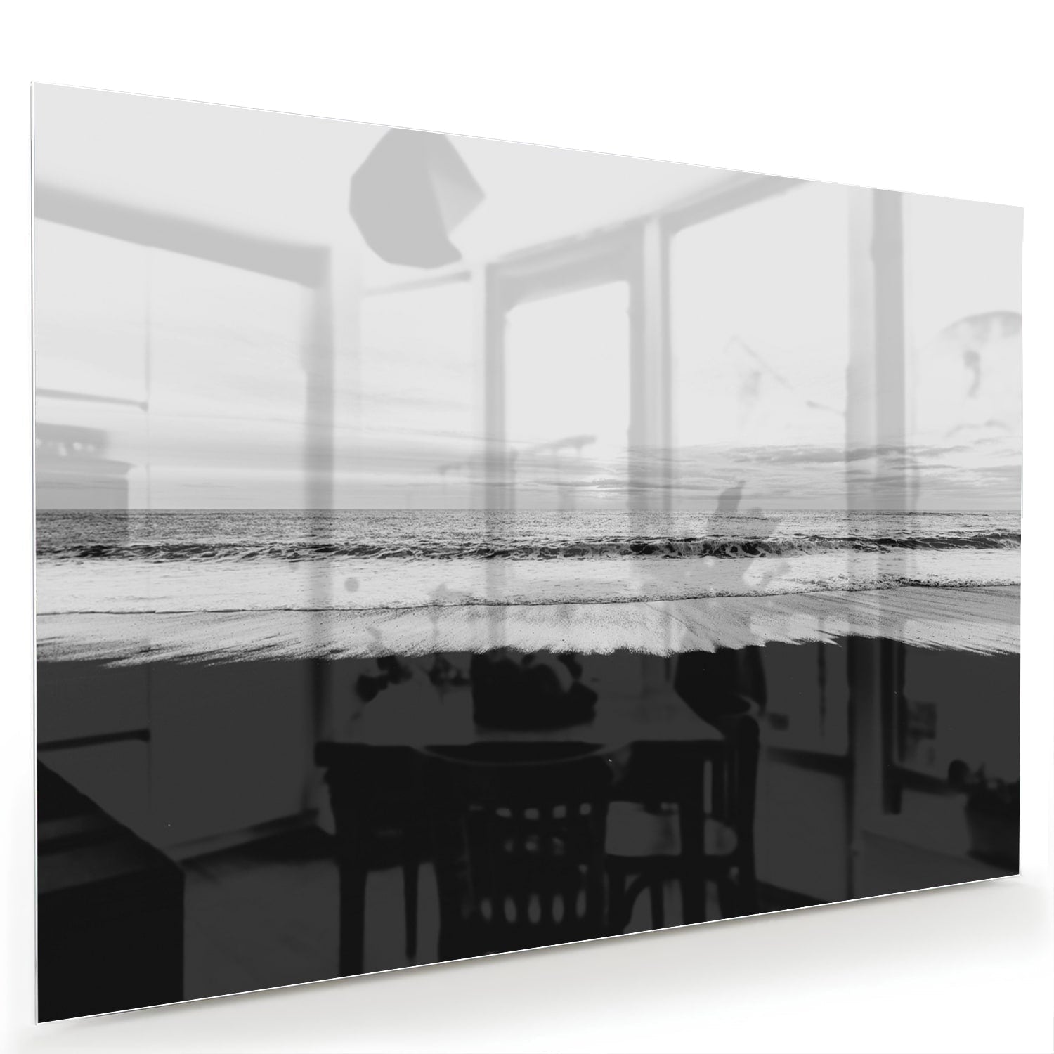 Minimalistisches Schwarz-Weiß-Glasbild – Glasbild aus Sicherheitsglas, Größe 60x40