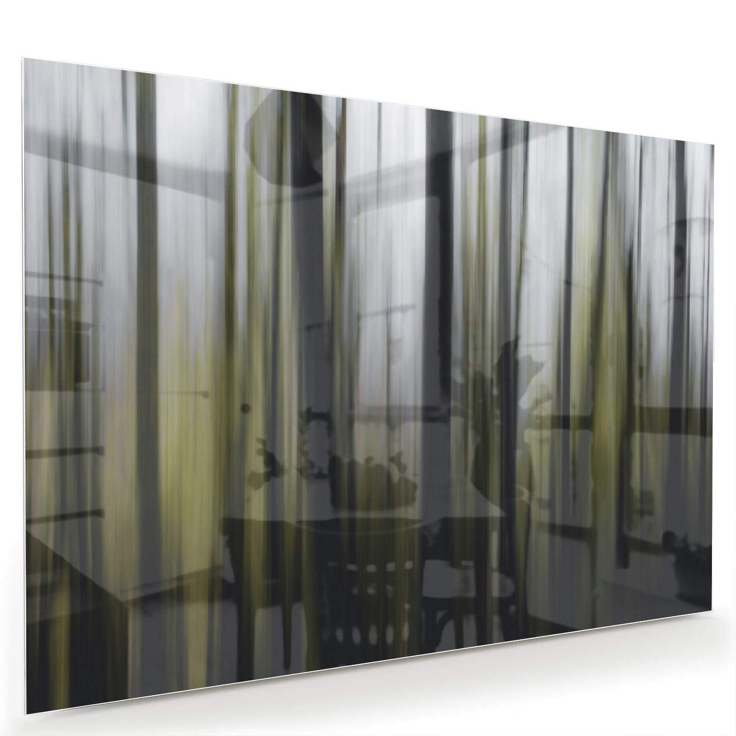 Glasbild mit grünem Bambus in einem modernen Wohnzimmer – Glasbild aus Sicherheitsglas, Größe 60x40