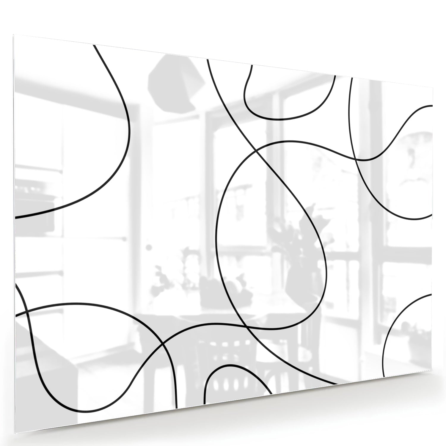 Modernes Glasbild mit schwarzen Linien – Glasbild aus Sicherheitsglas, Größe 60x40