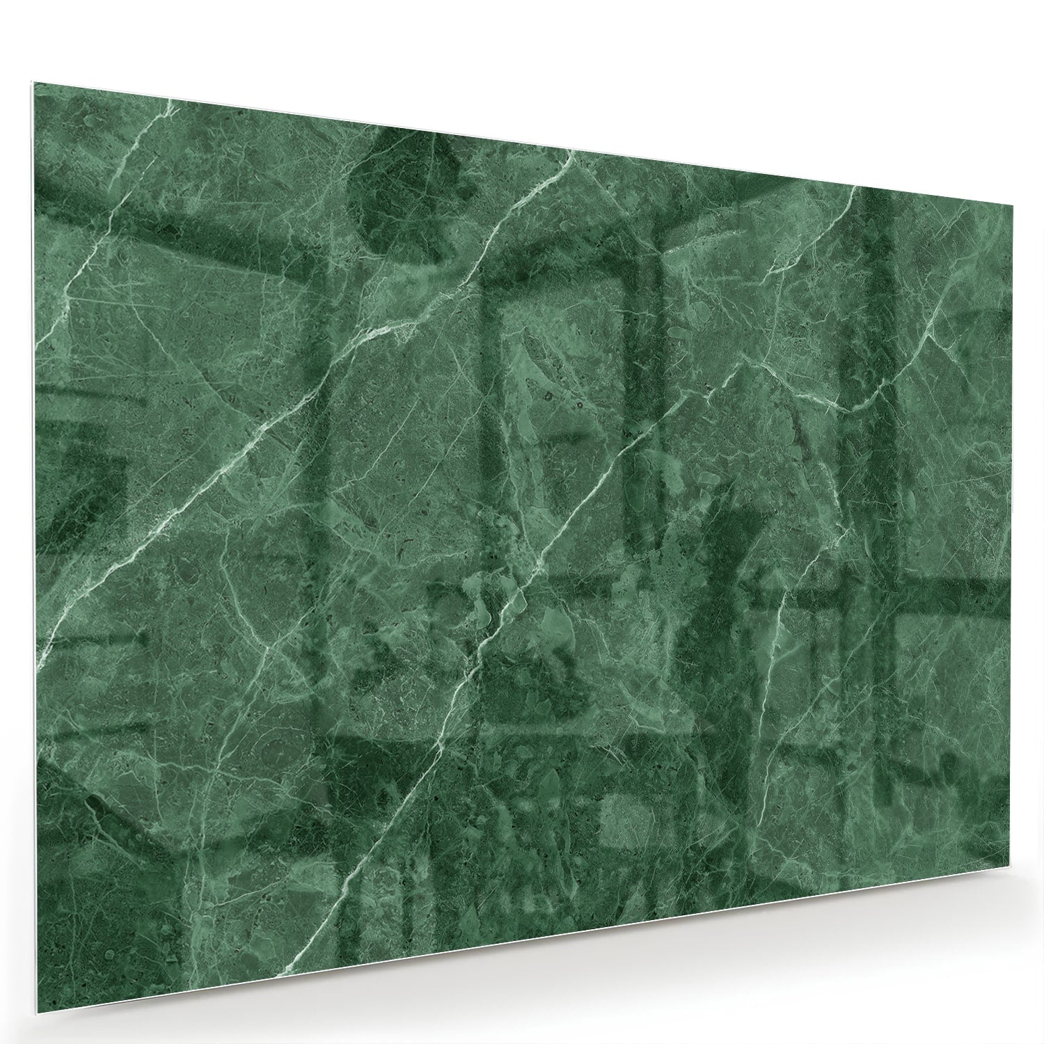 Grünes Glasbild mit Marmoroptik – Glasbild aus Sicherheitsglas, Größe 60x40