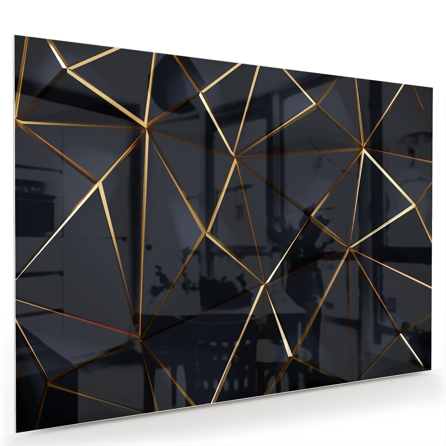 Modernes Glasbild mit goldenen Akzenten als moderne Glas-Wanddekoration aus 4 mm Sicherheitsglas