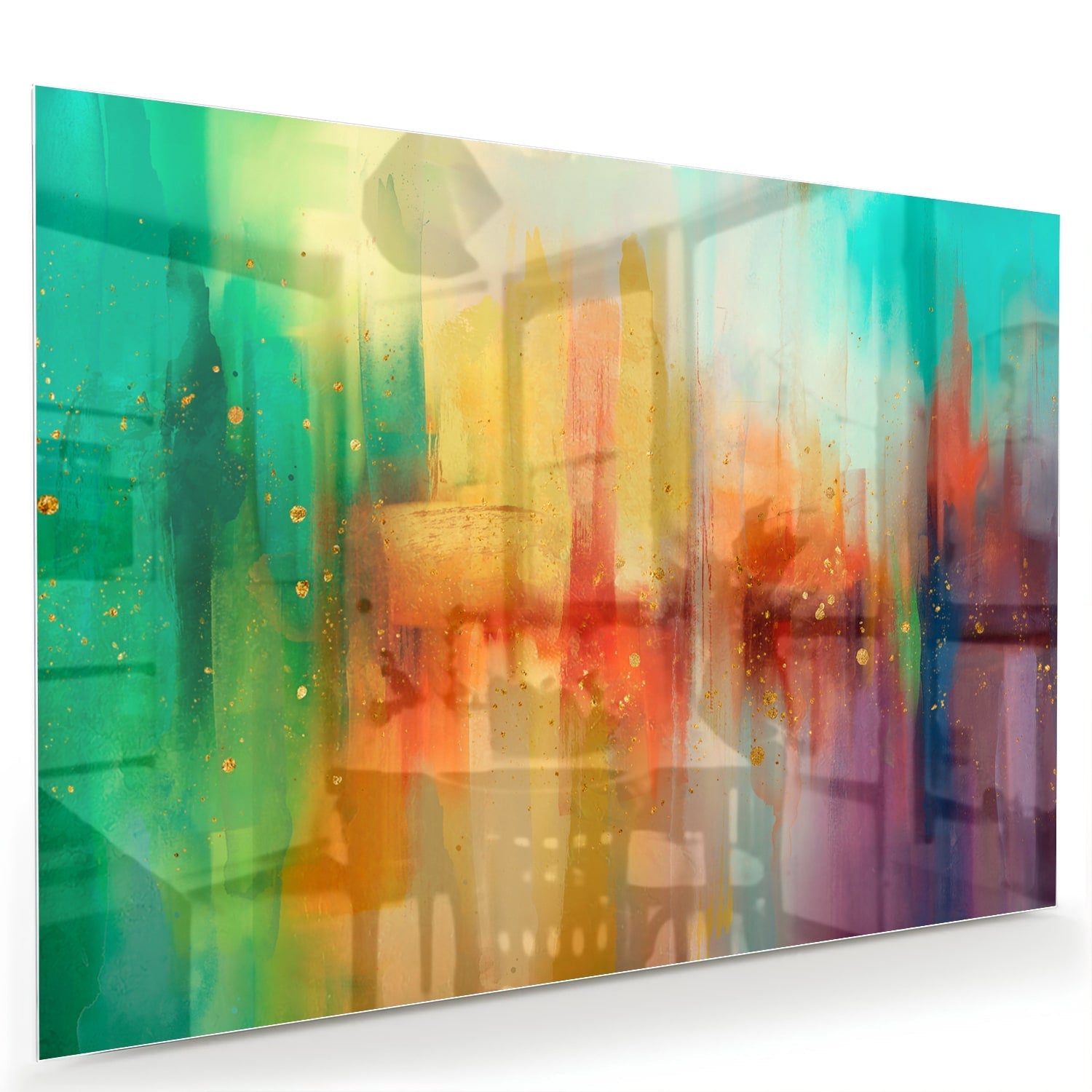 Farbenfrohes Glasbild mit abstrakten Formen – Glasbild aus Sicherheitsglas, Größe 60x40