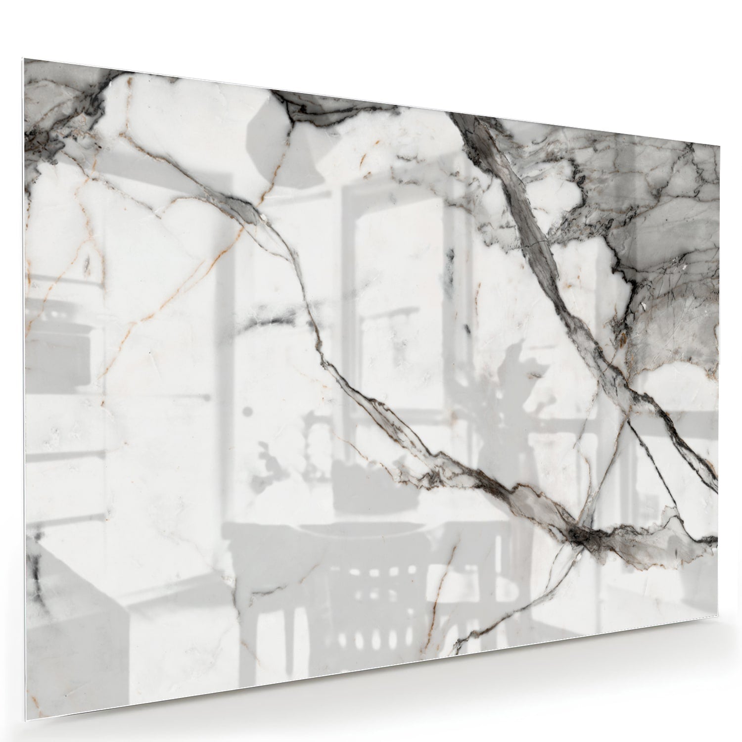 Elegantes Glasbild in Marmoroptik – Glasbild aus Sicherheitsglas, Größe 60x40