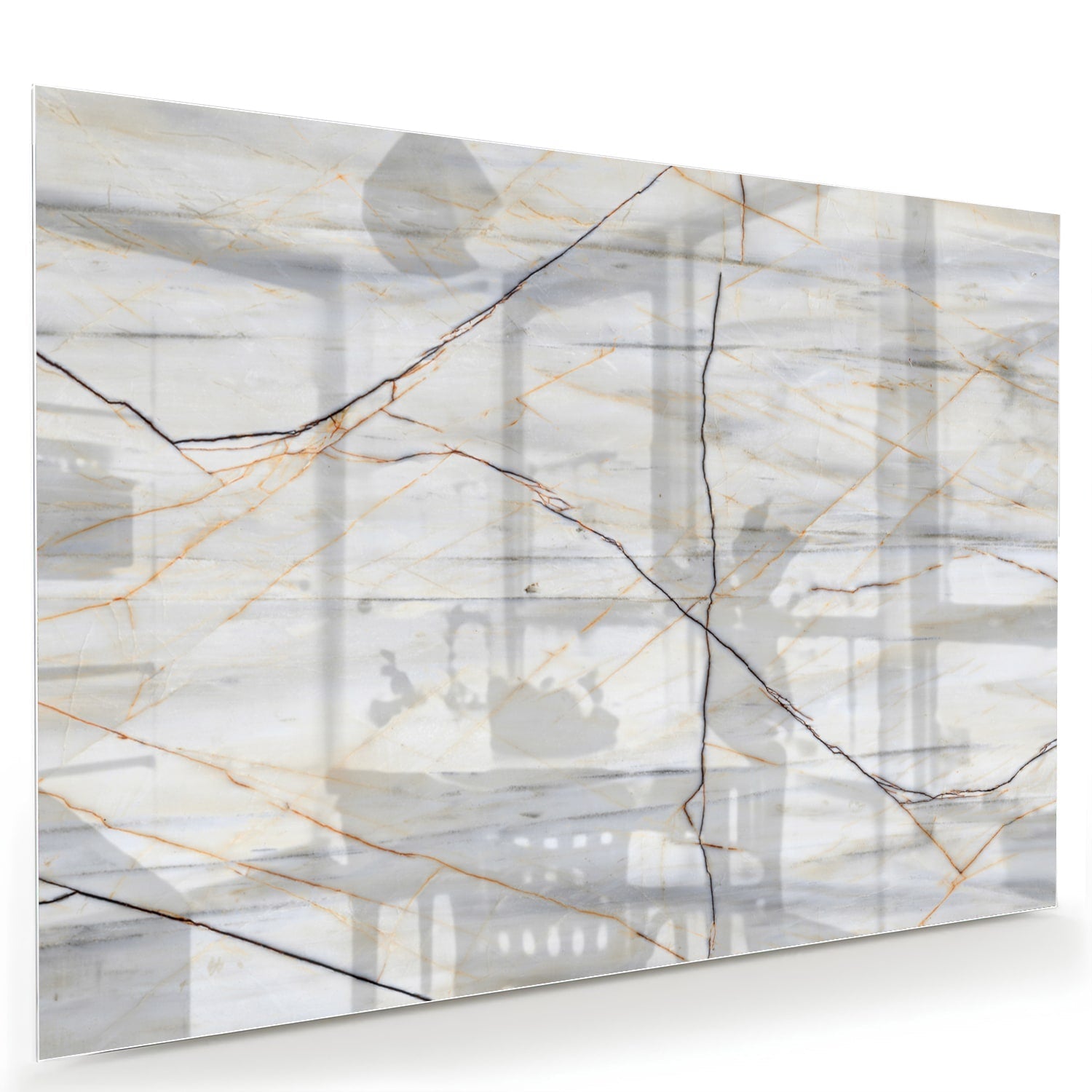 Elegantes Glasbild mit Marmoroptik – Glasbild aus Sicherheitsglas, Größe 60x40