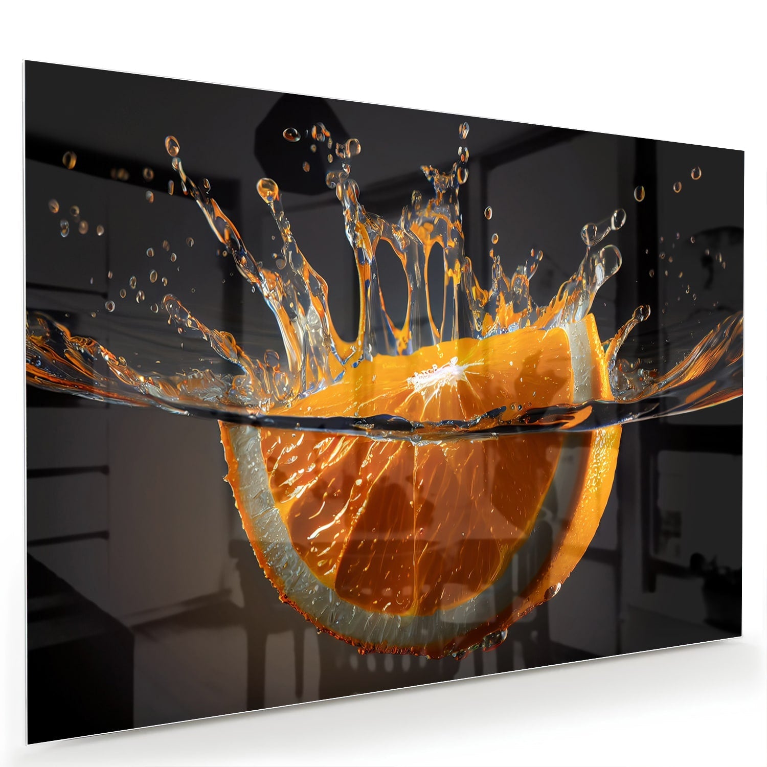 Dynamisches orangefarbenes Glasbild – Glasbild aus Sicherheitsglas, Größe 60x40