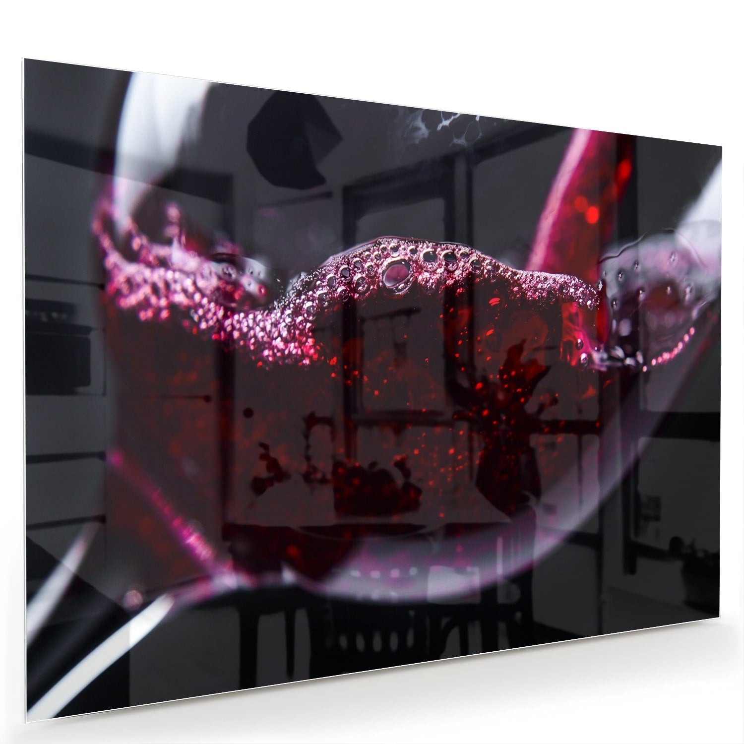 Glasbild – Farbiger Rotwein in einem Glas – Glasbild aus Sicherheitsglas, Größe 60x40