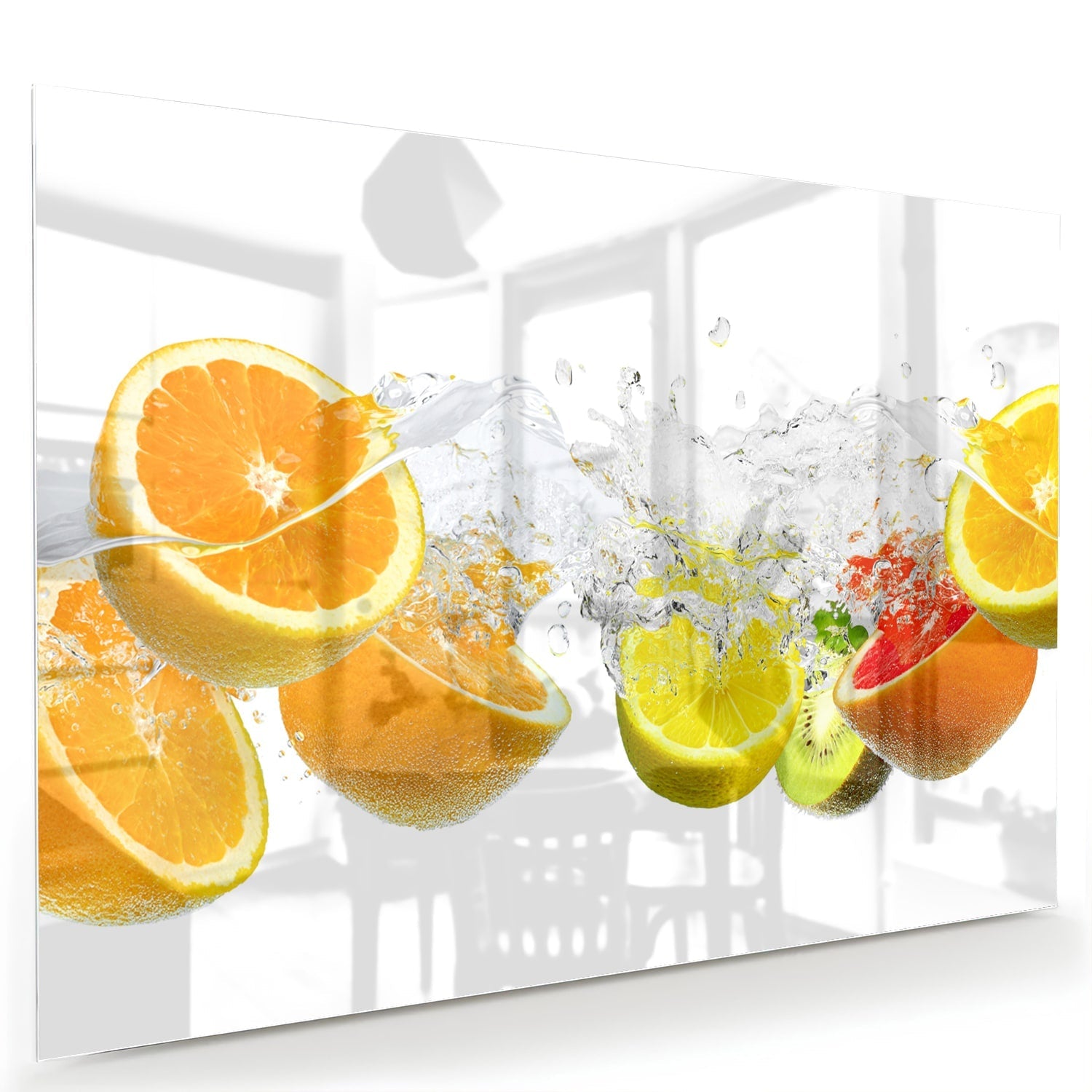 Erfrischendes Glasbild mit Zitrusfrüchten – Glasbild aus Sicherheitsglas, Größe 60x40
