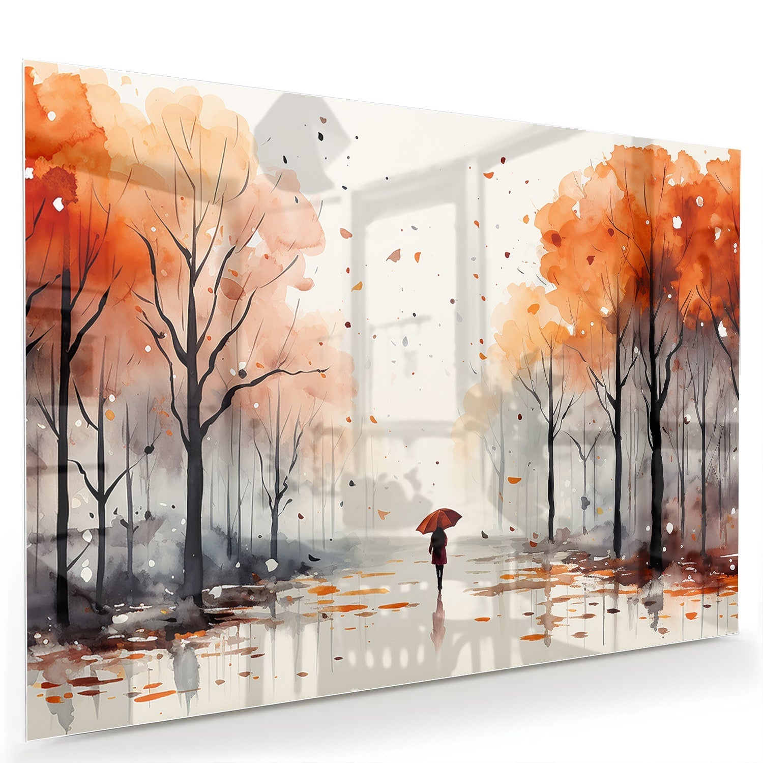 Zauberhaftes Glasbild mit Herbstlandschaft – Glasbild aus Sicherheitsglas, Größe 60x40