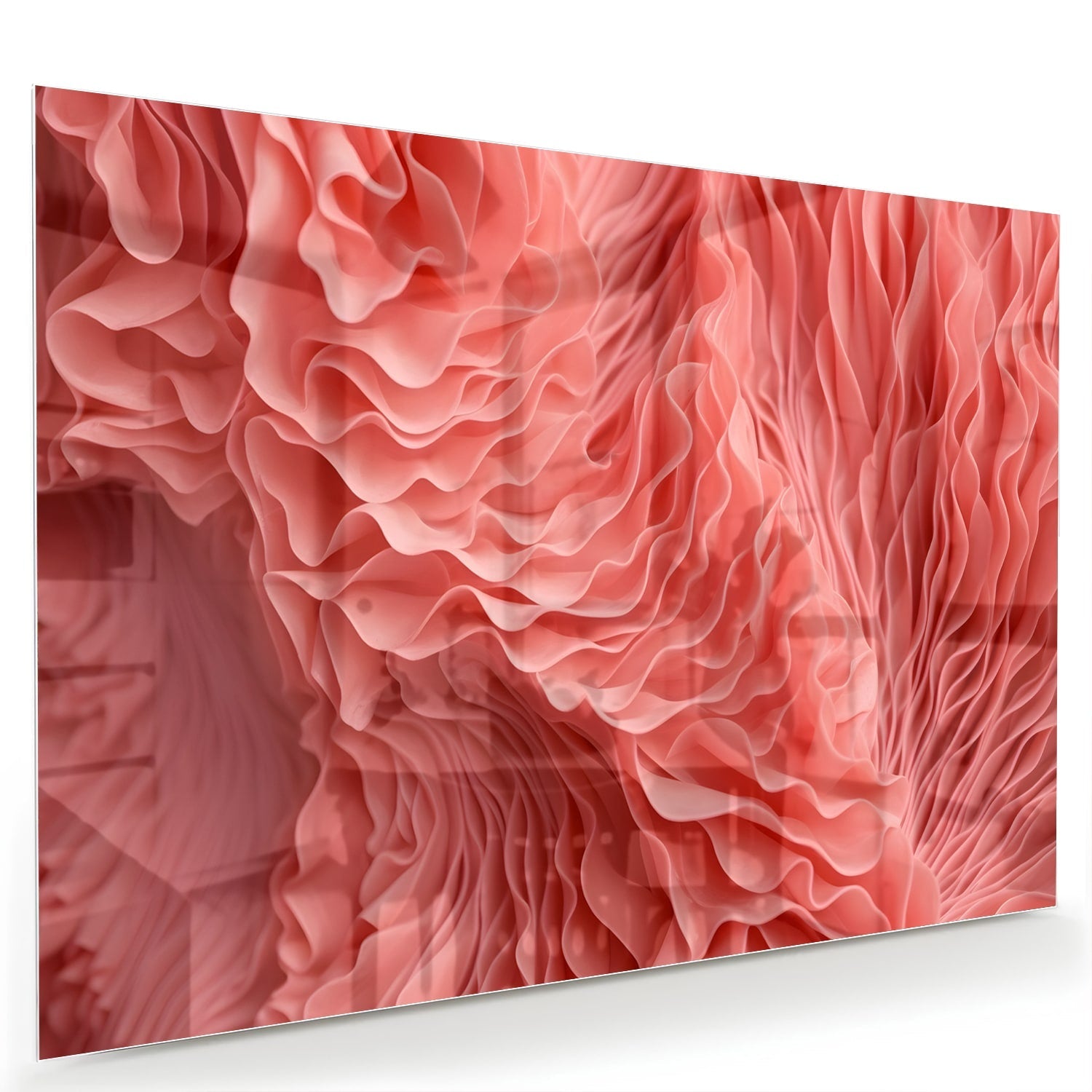 Abstraktes rosa Glasbild mit wellenförmigem Muster – Glasbild aus Sicherheitsglas, Größe 60x40