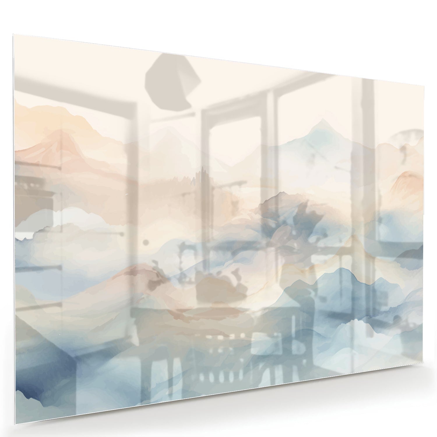 Glasbild mit träumerischer Berglandschaft – Glasbild aus Sicherheitsglas, Größe 60x40