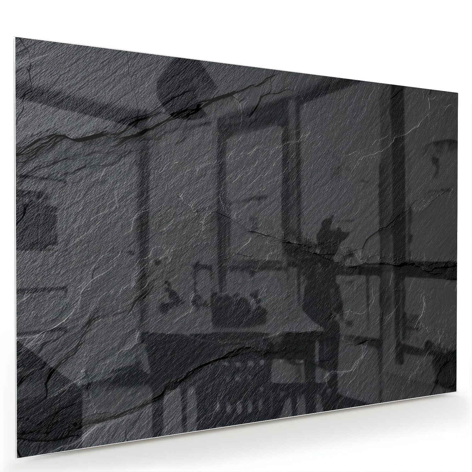 Modernes Glasbild mit abstraktem Schwarz-Weiß-Muster – Glasbild aus Sicherheitsglas, Größe 60x40