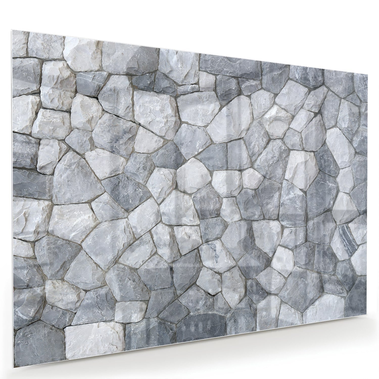 Elegantes Glasbild mit grauen Steinen – Glasbild aus Sicherheitsglas, Größe 60x40