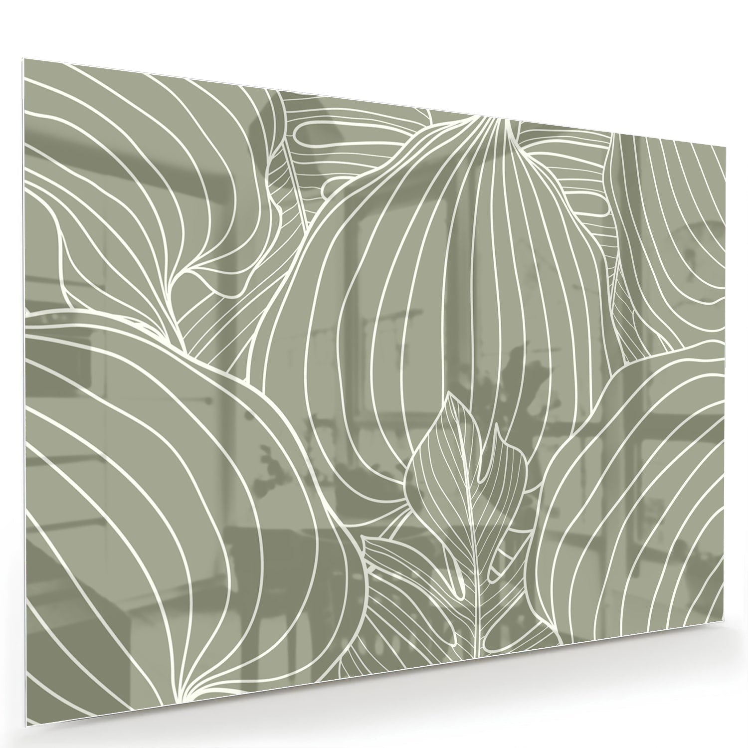 Glasbild mit sanften Linien und Erdtönen – Glasbild aus Sicherheitsglas, Größe 60x40
